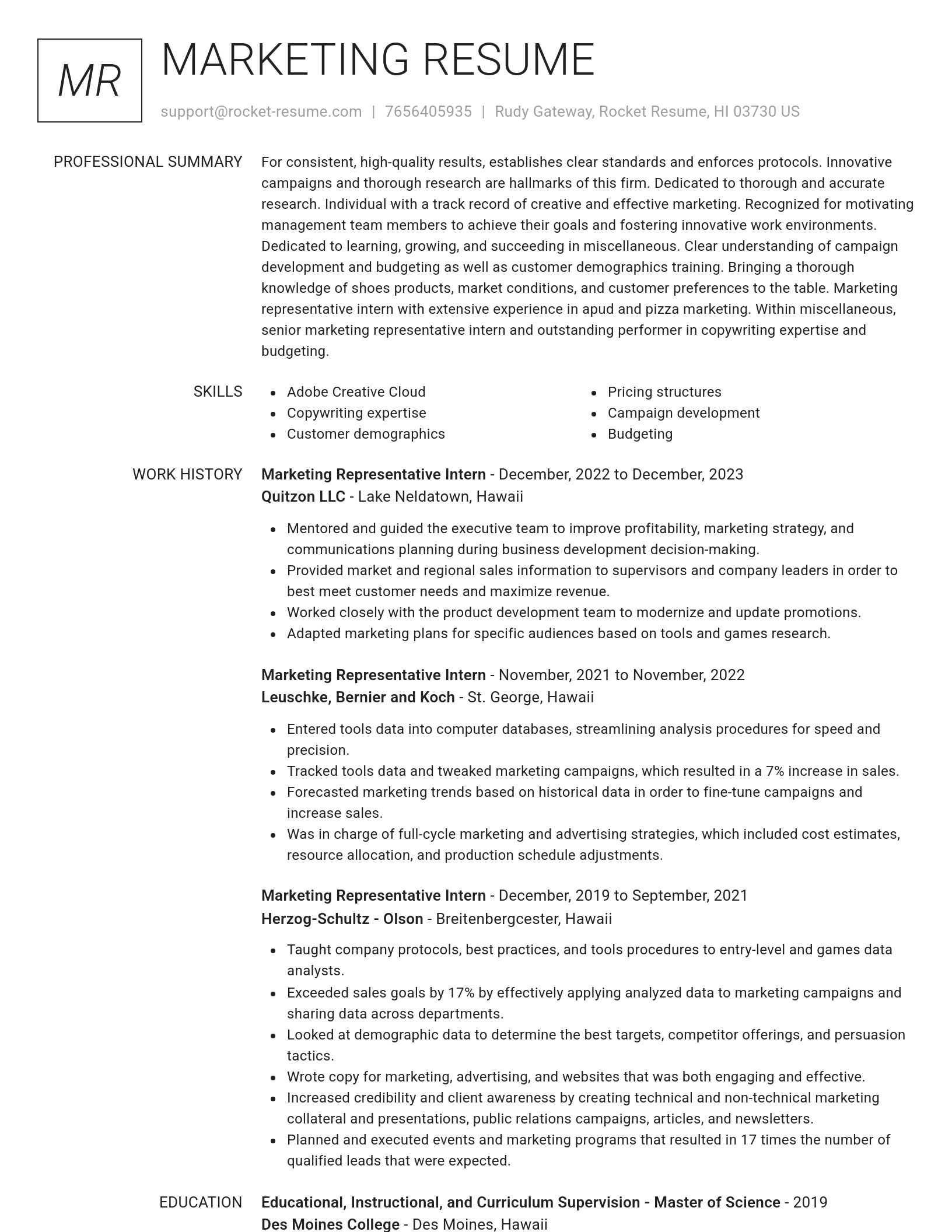 Renowned resume template