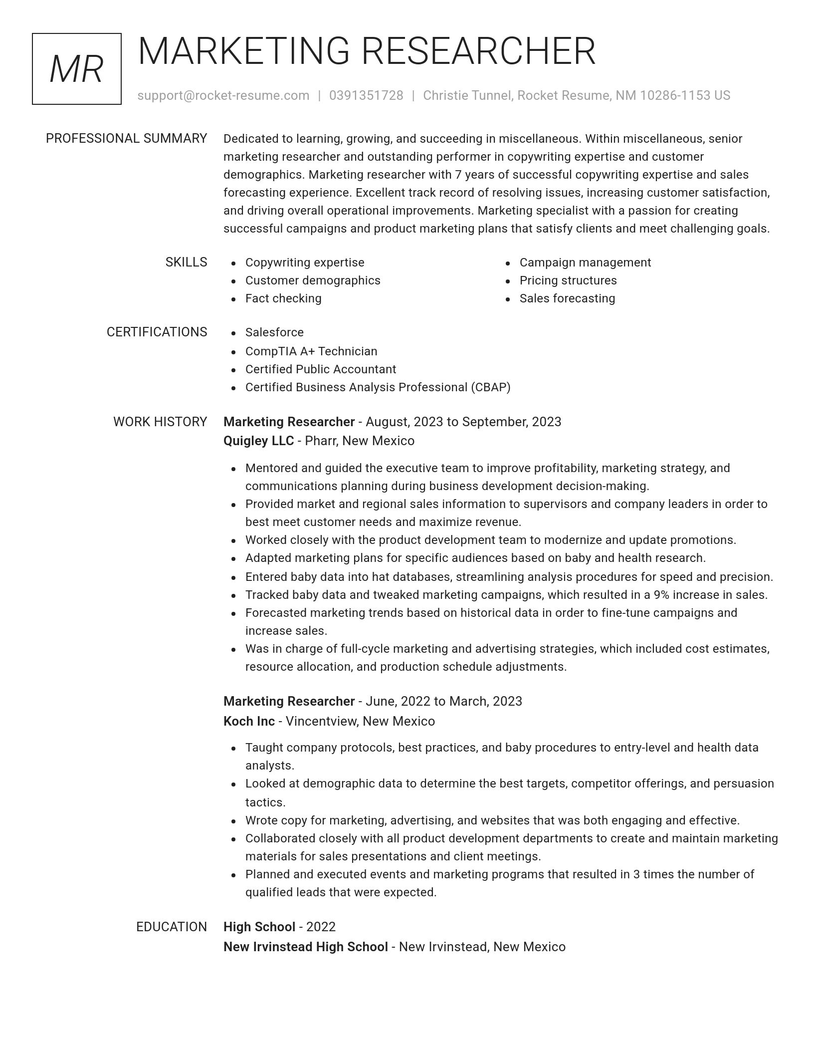 Renowned resume template