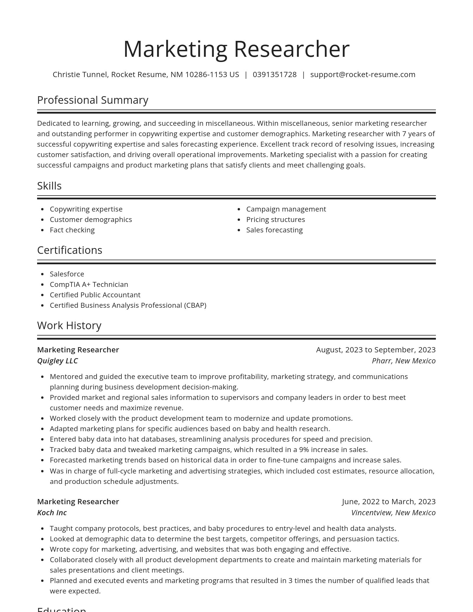 Spotlight resume template