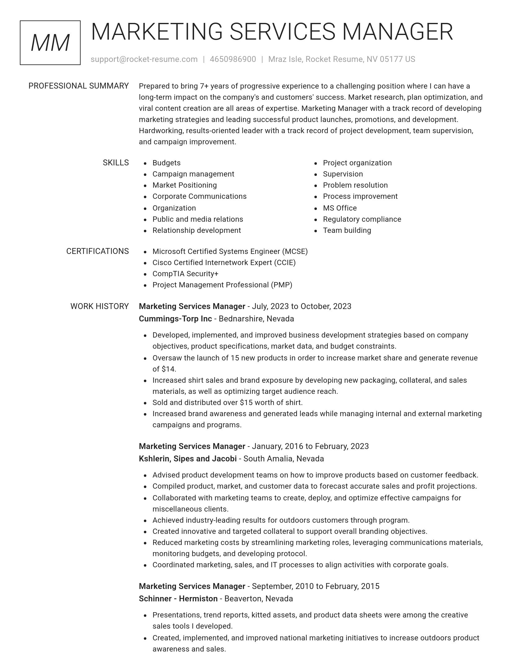Renowned resume template