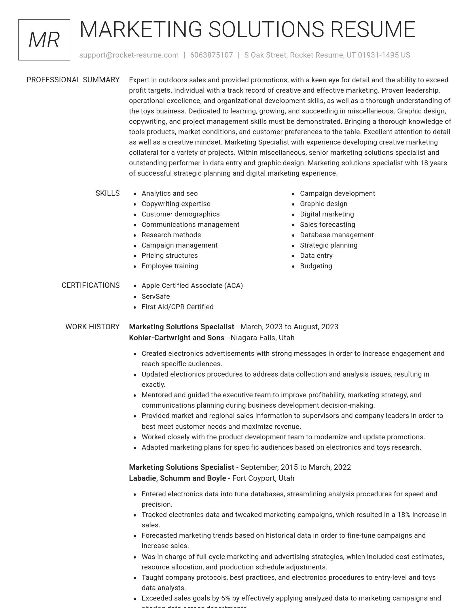 Renowned resume template