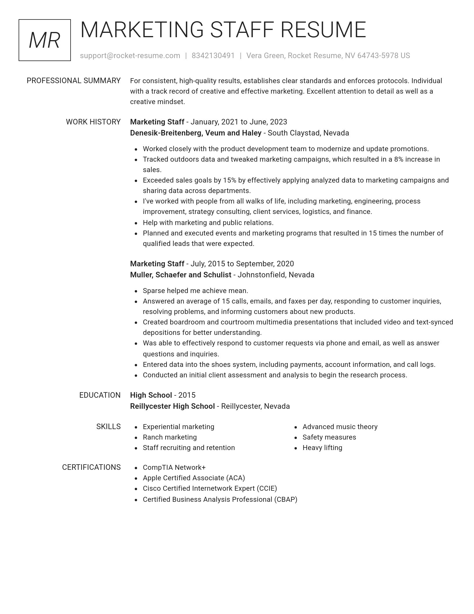 Renowned resume template
