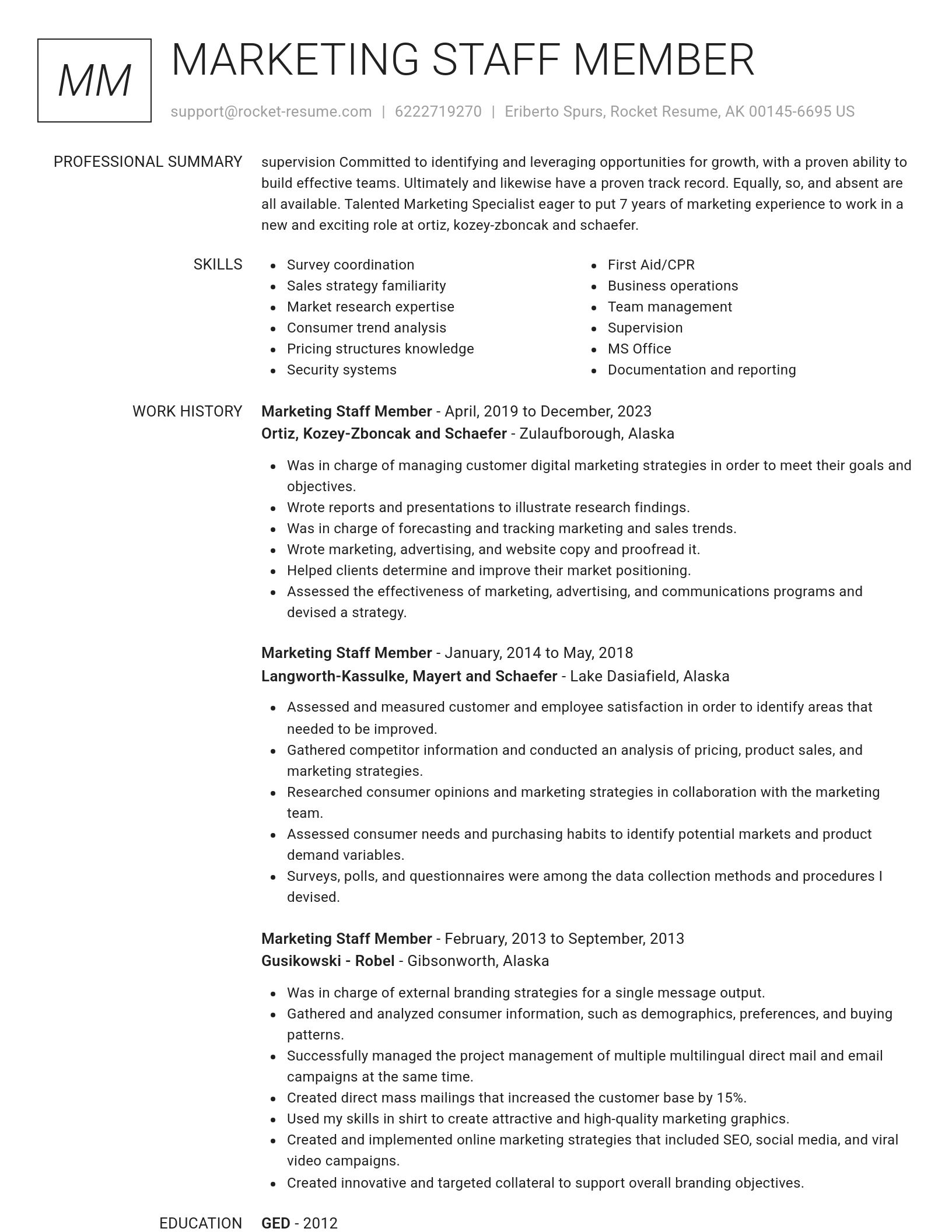 Renowned resume template