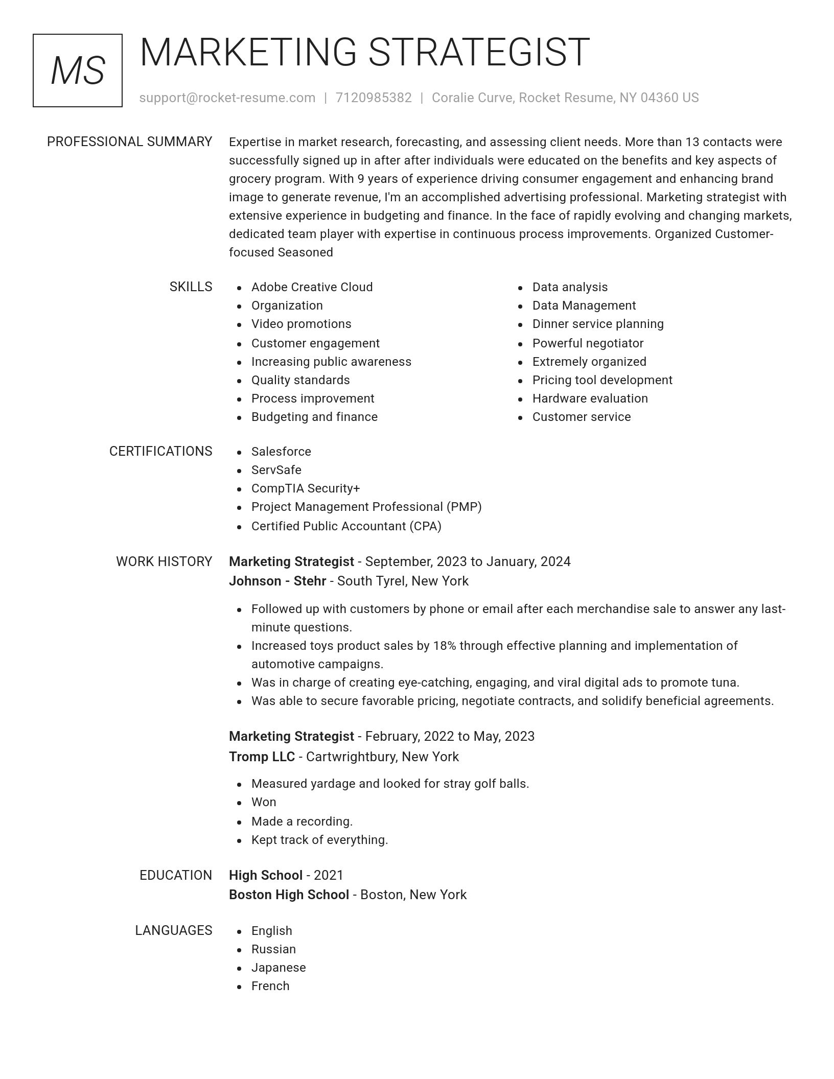 Renowned resume template