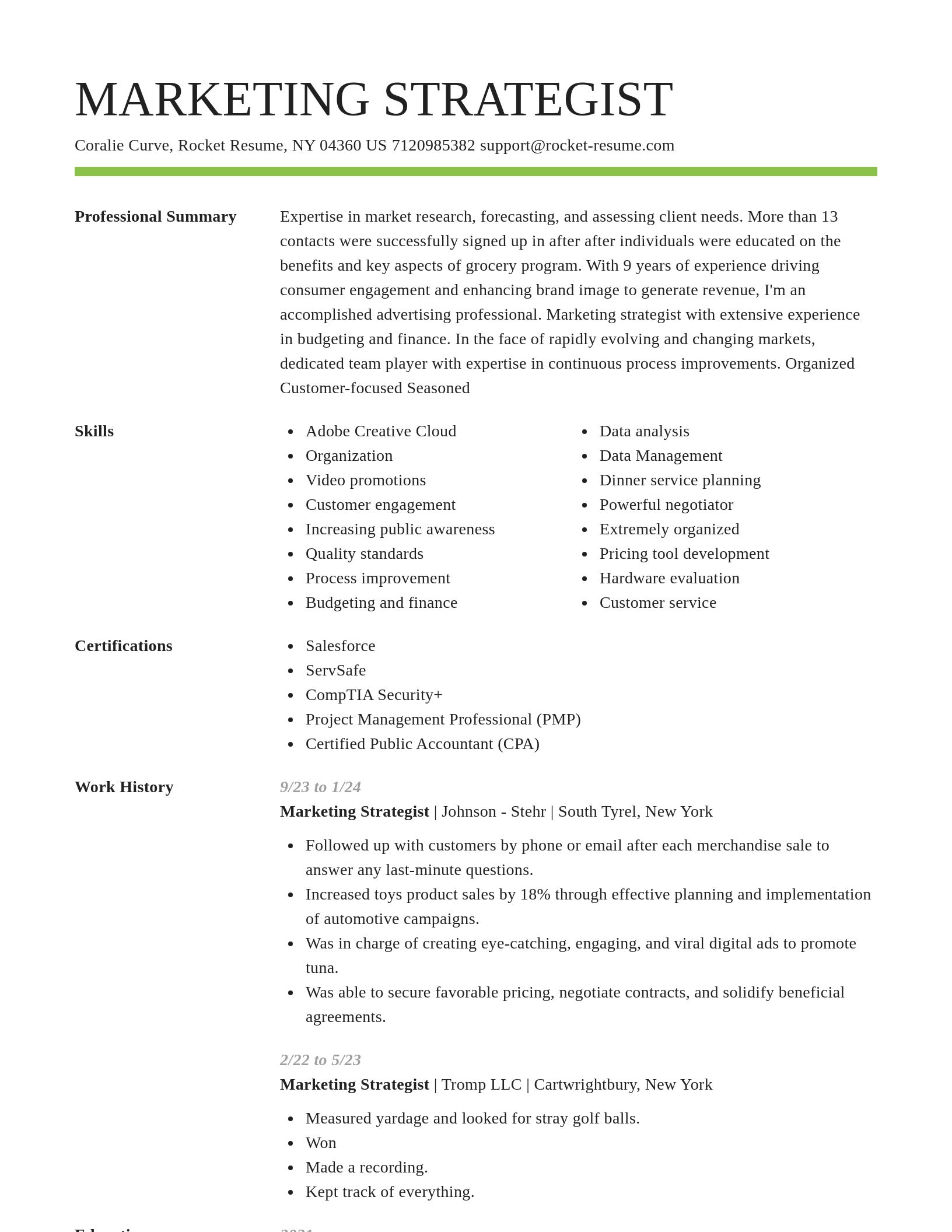 Smart resume template