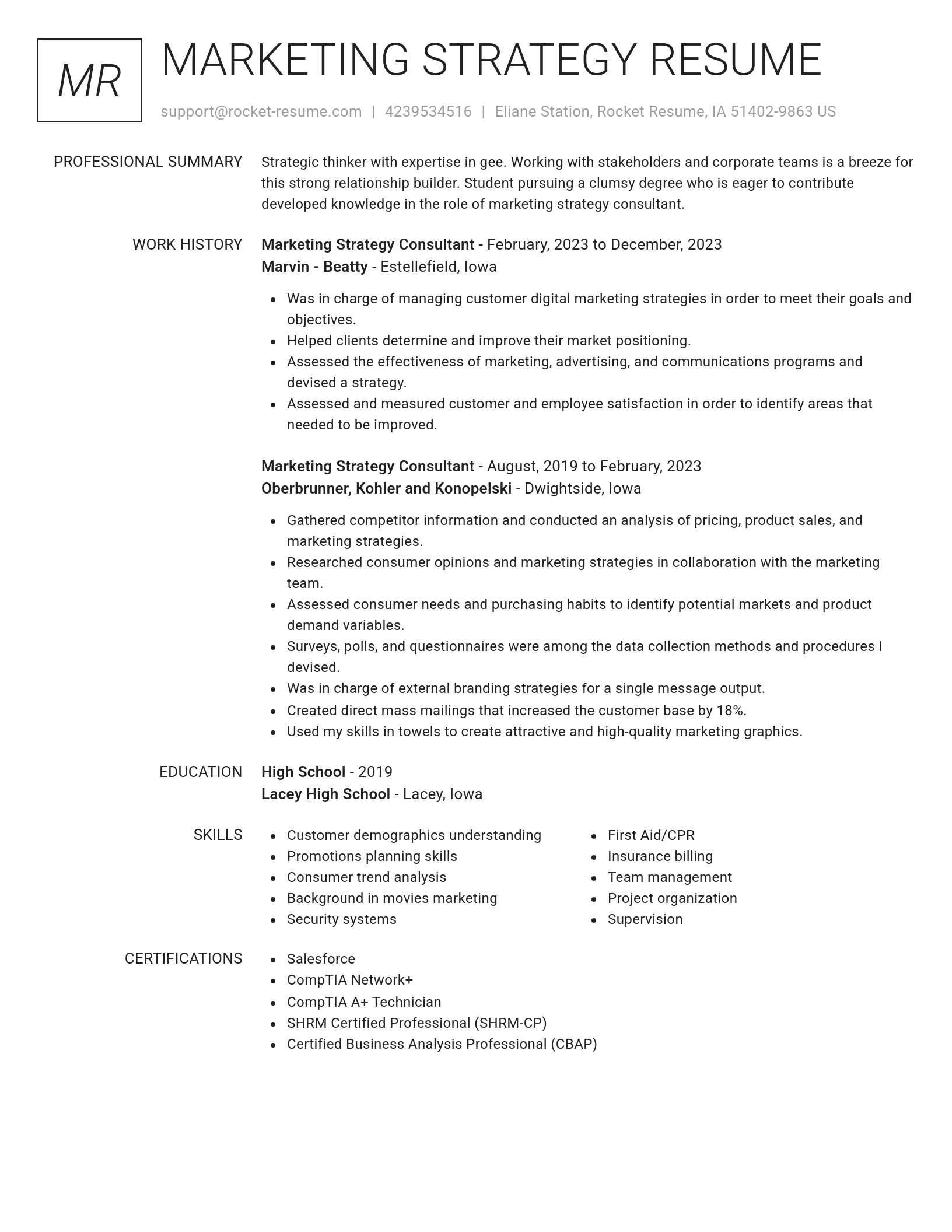 Renowned resume template