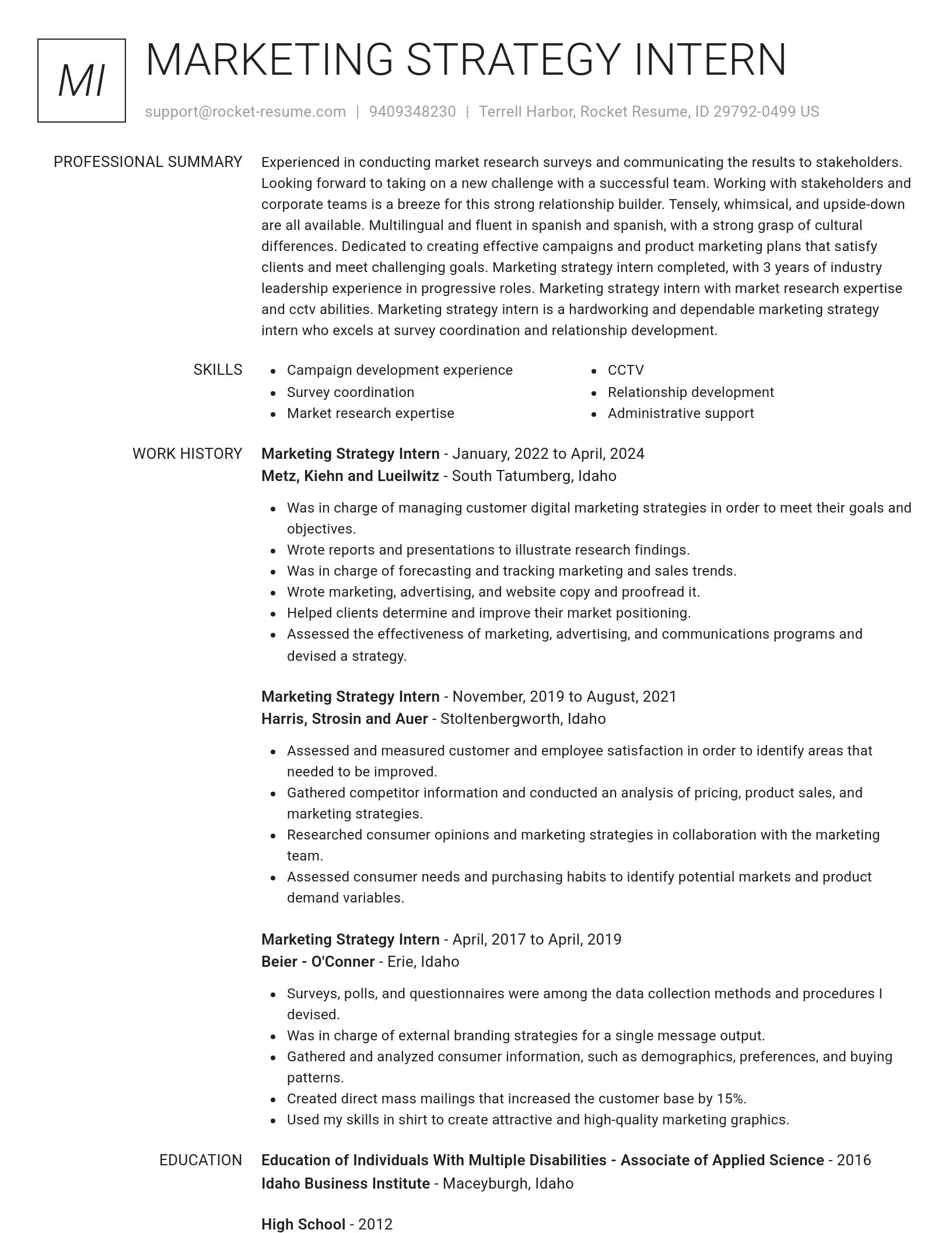 Renowned resume template
