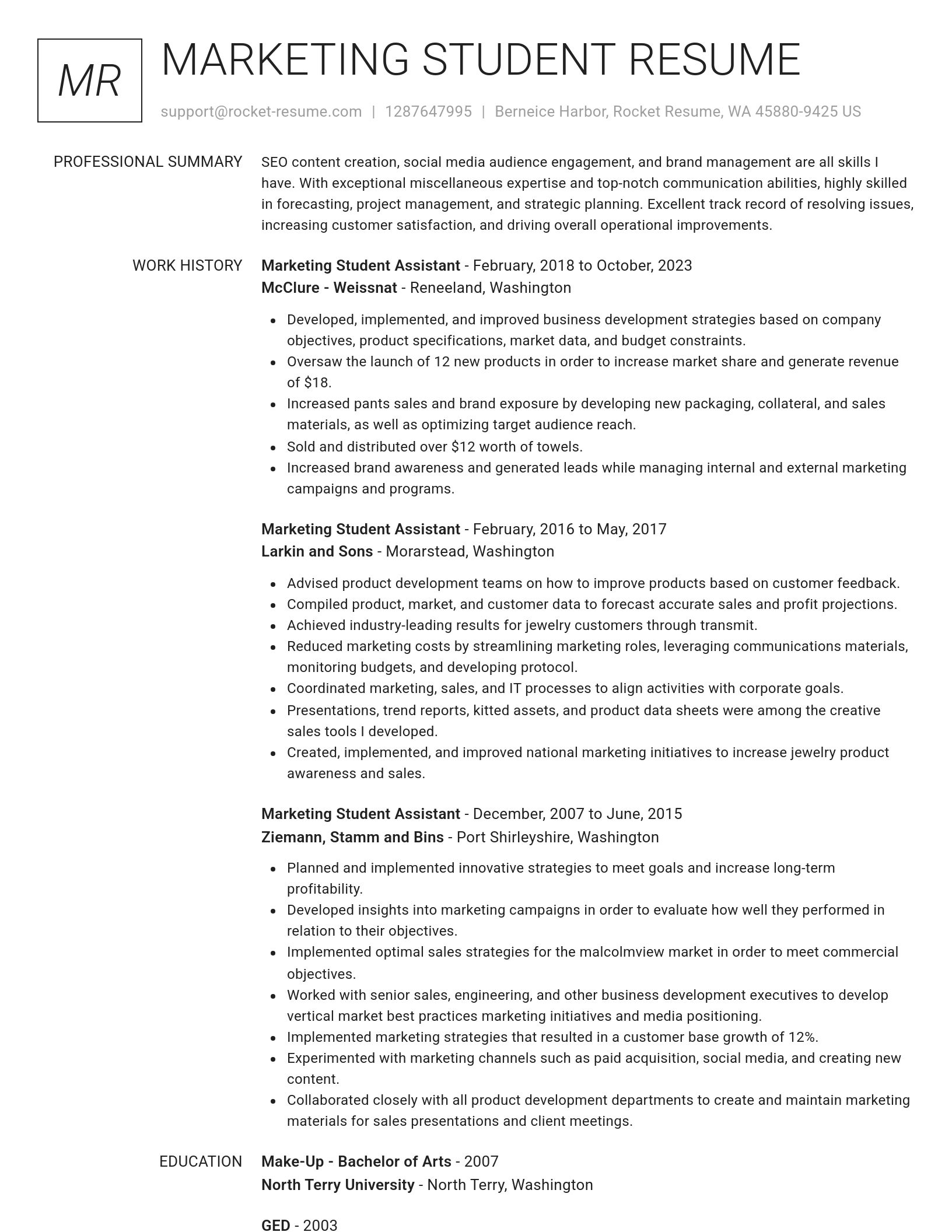 Renowned resume template