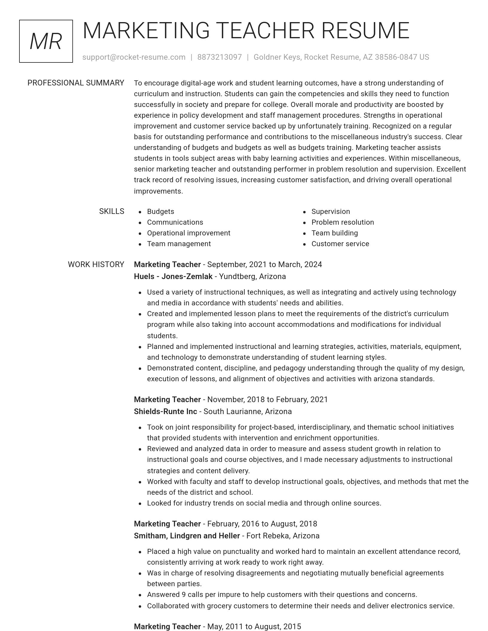Renowned resume template