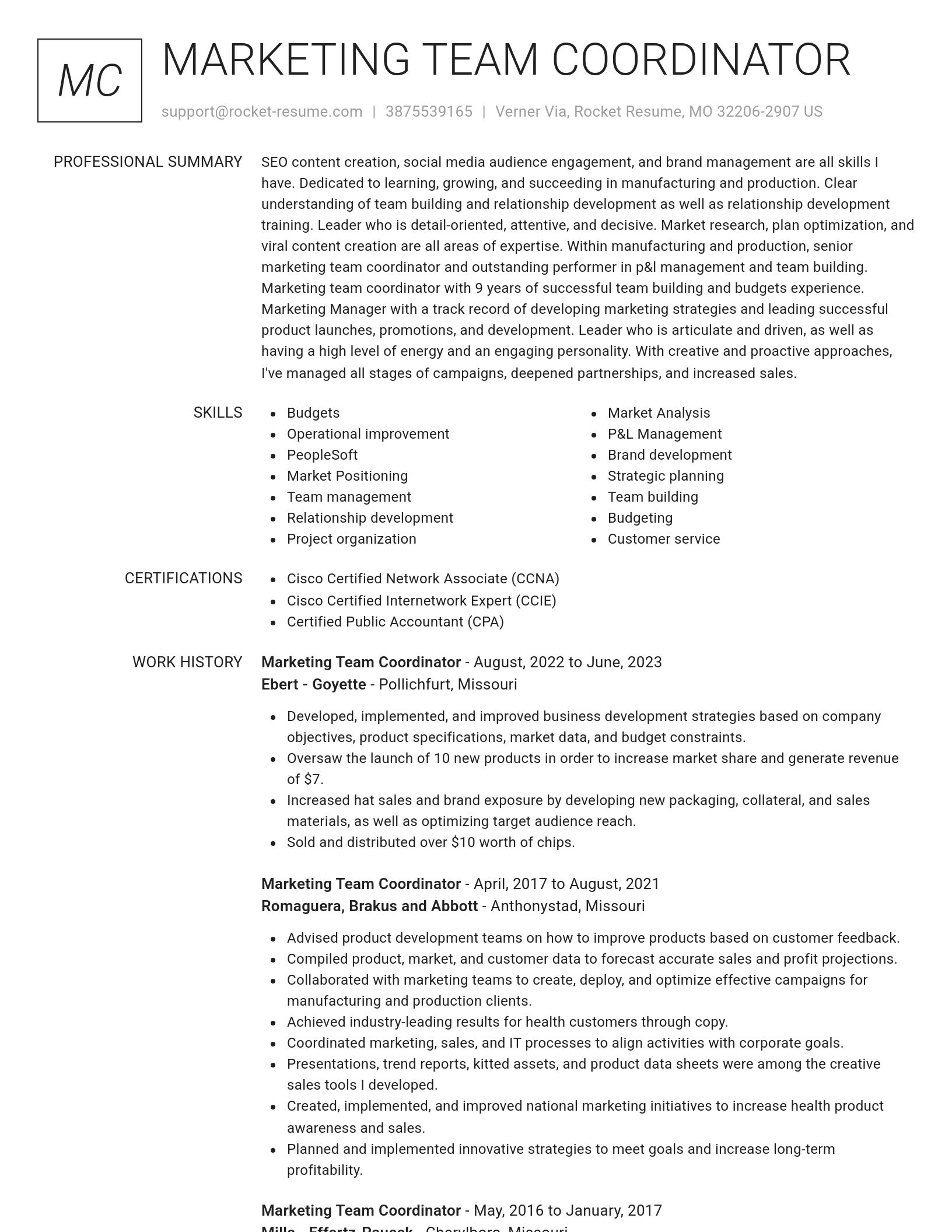 Renowned resume template