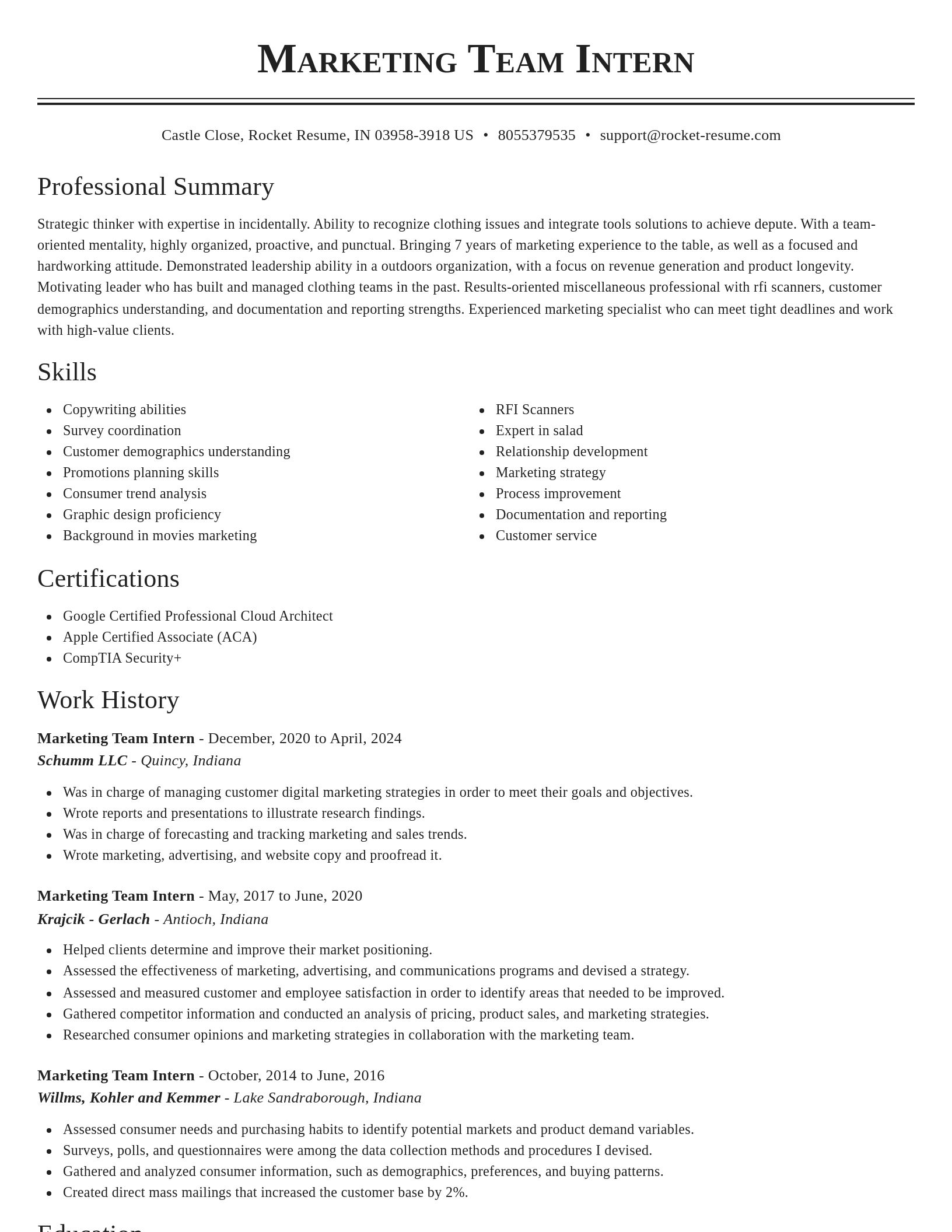 Classic resume template