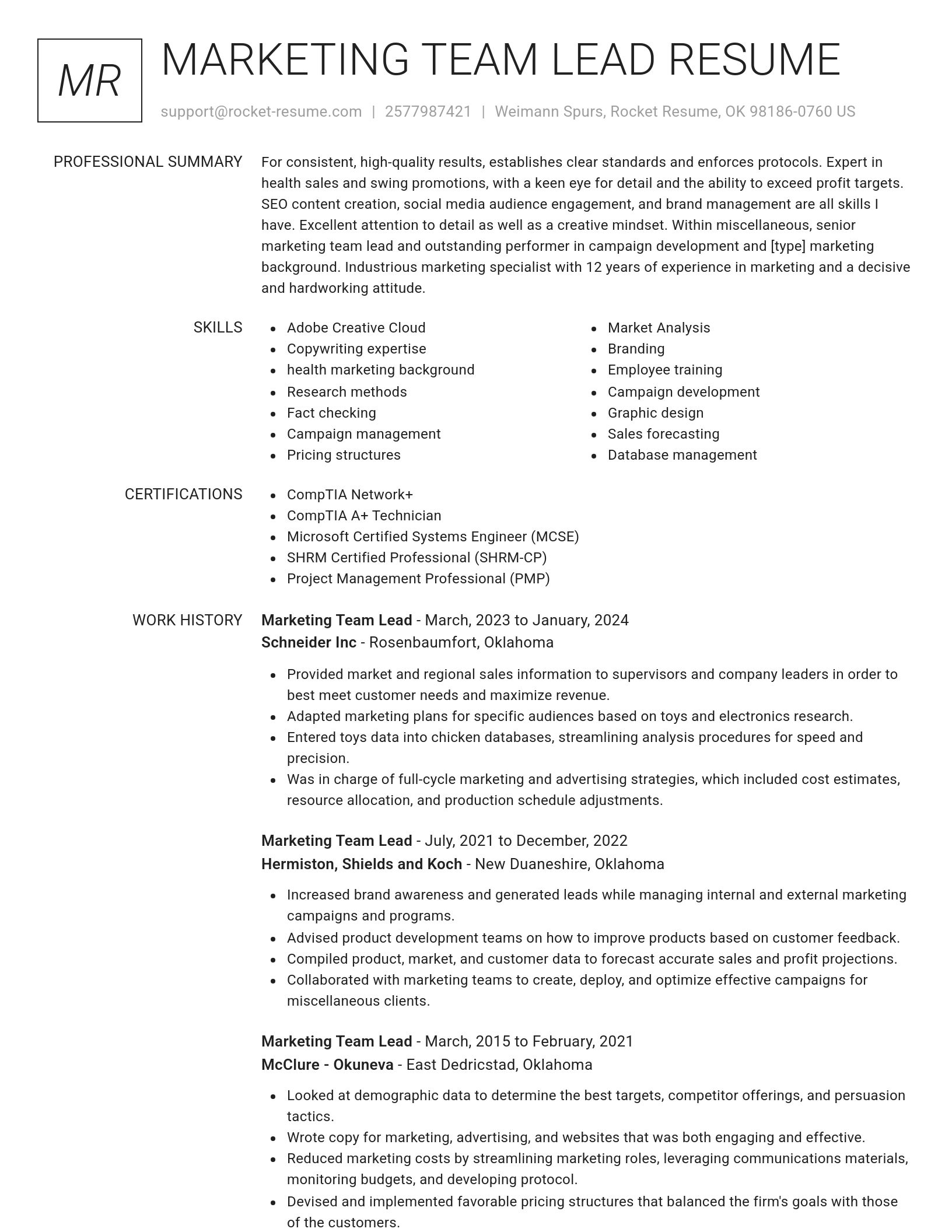 Renowned resume template
