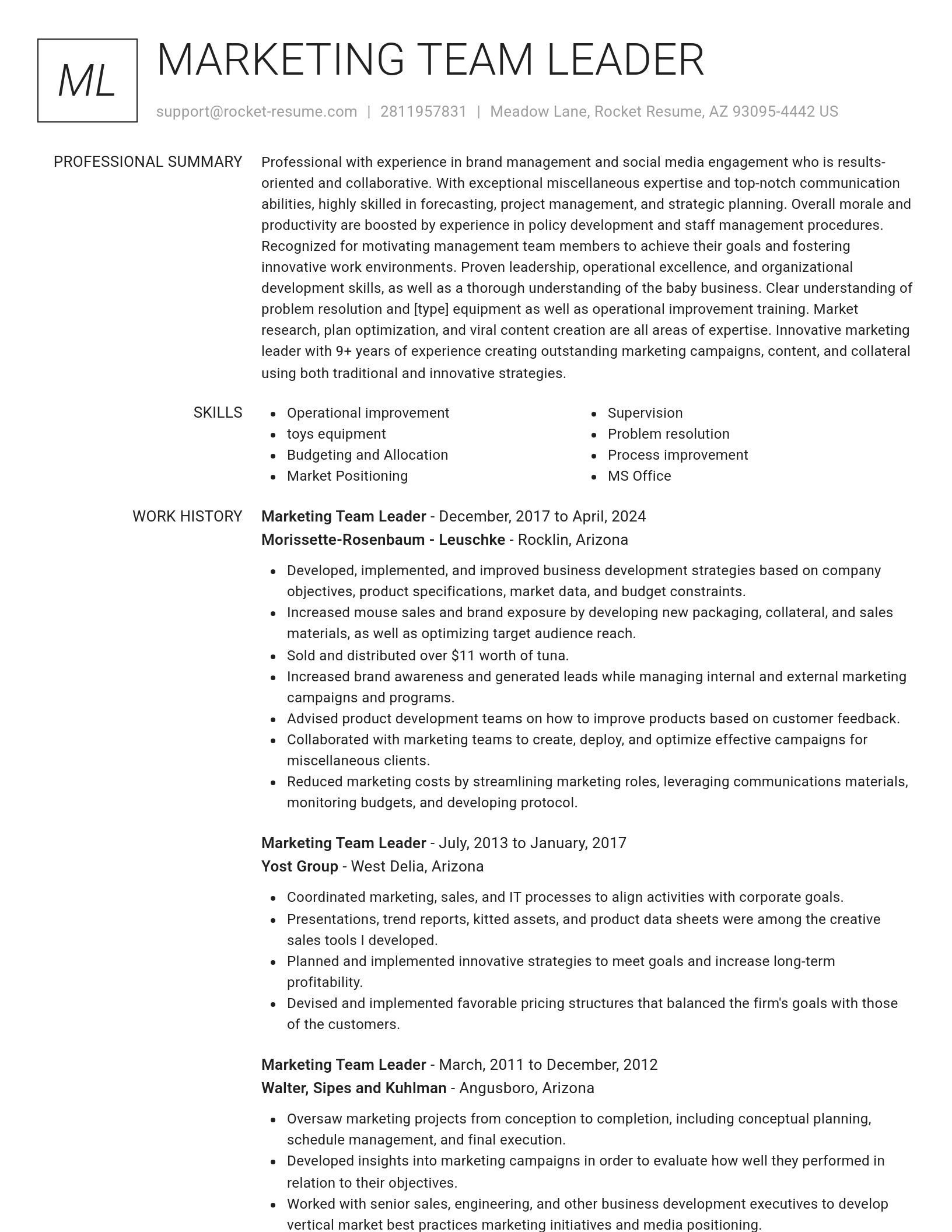 Renowned resume template