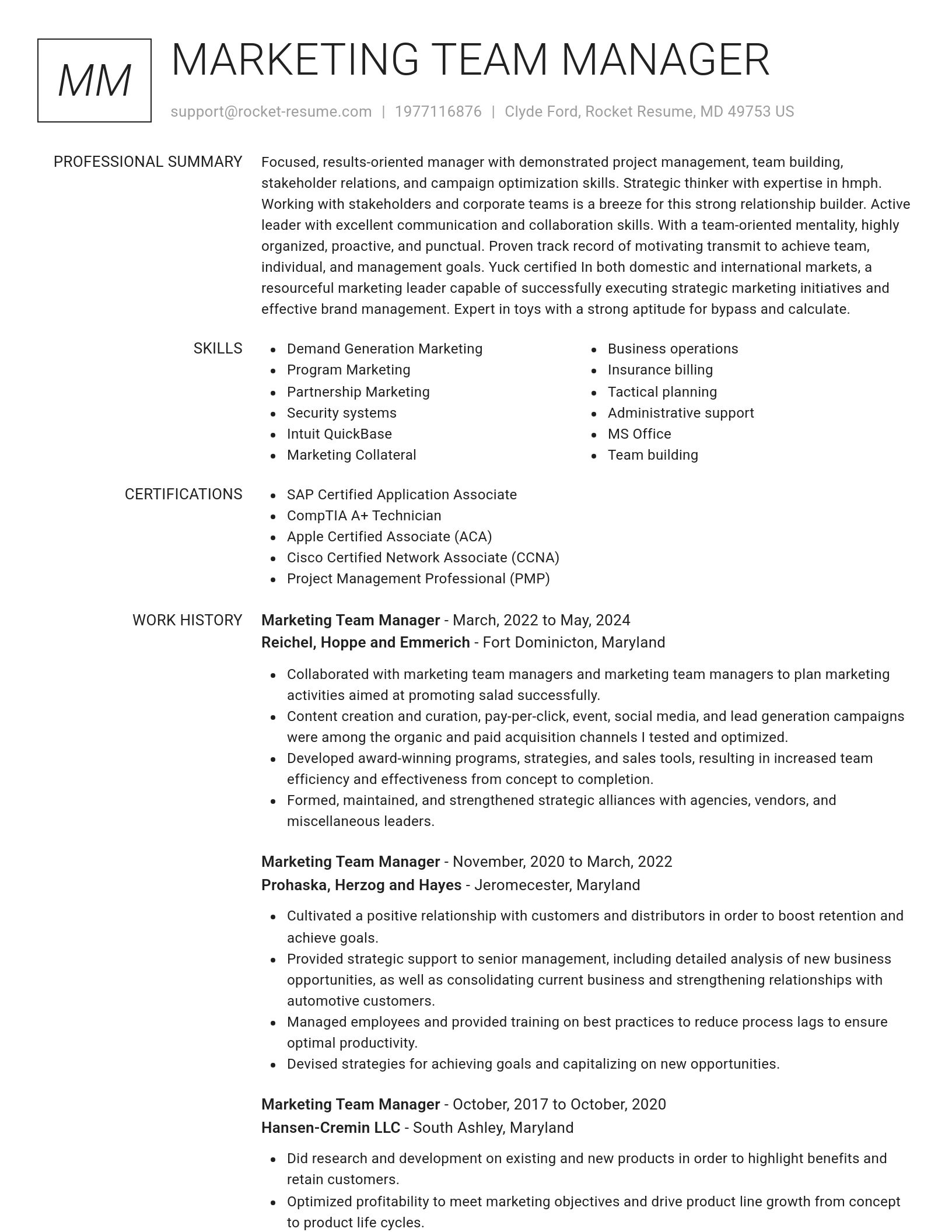 Renowned resume template