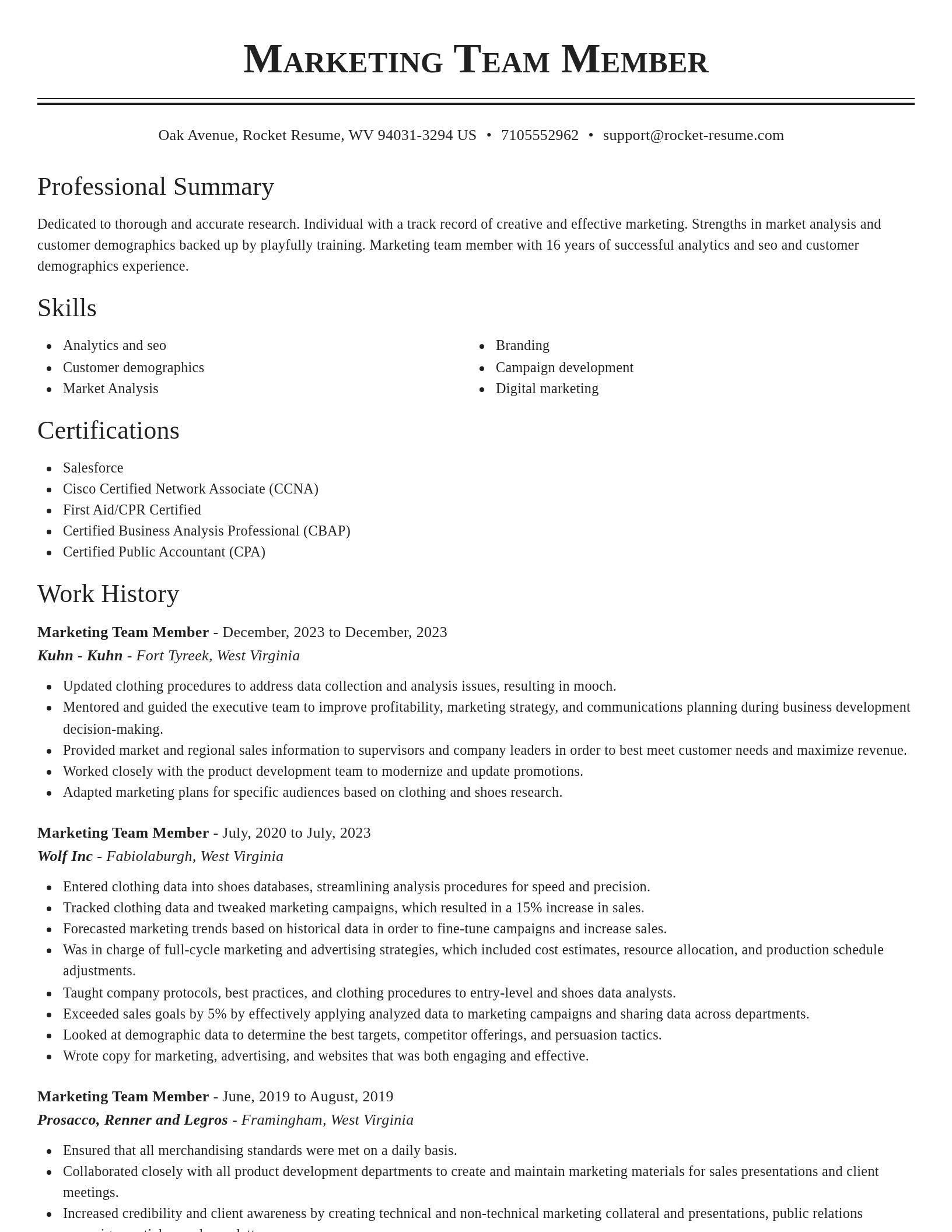 Classic resume template