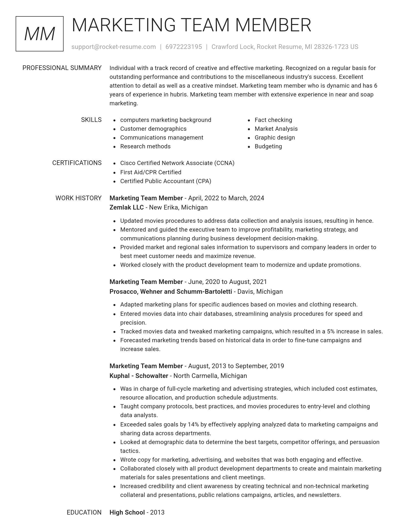 Renowned resume template