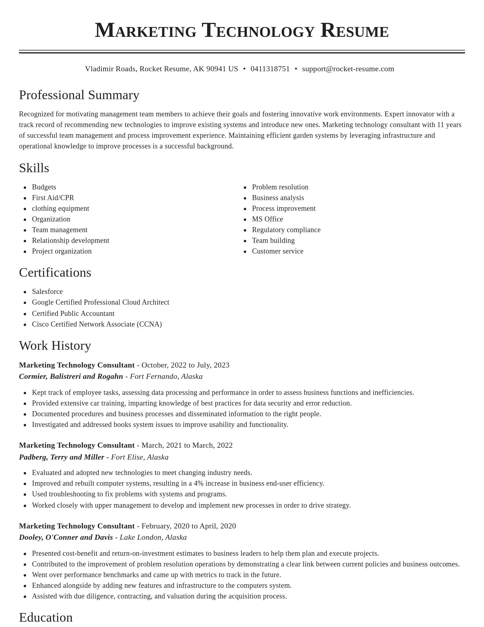 Classic resume template