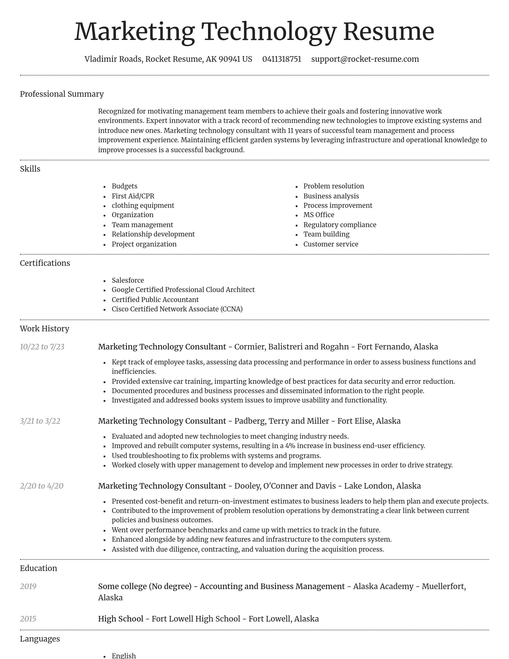 Dignified resume template