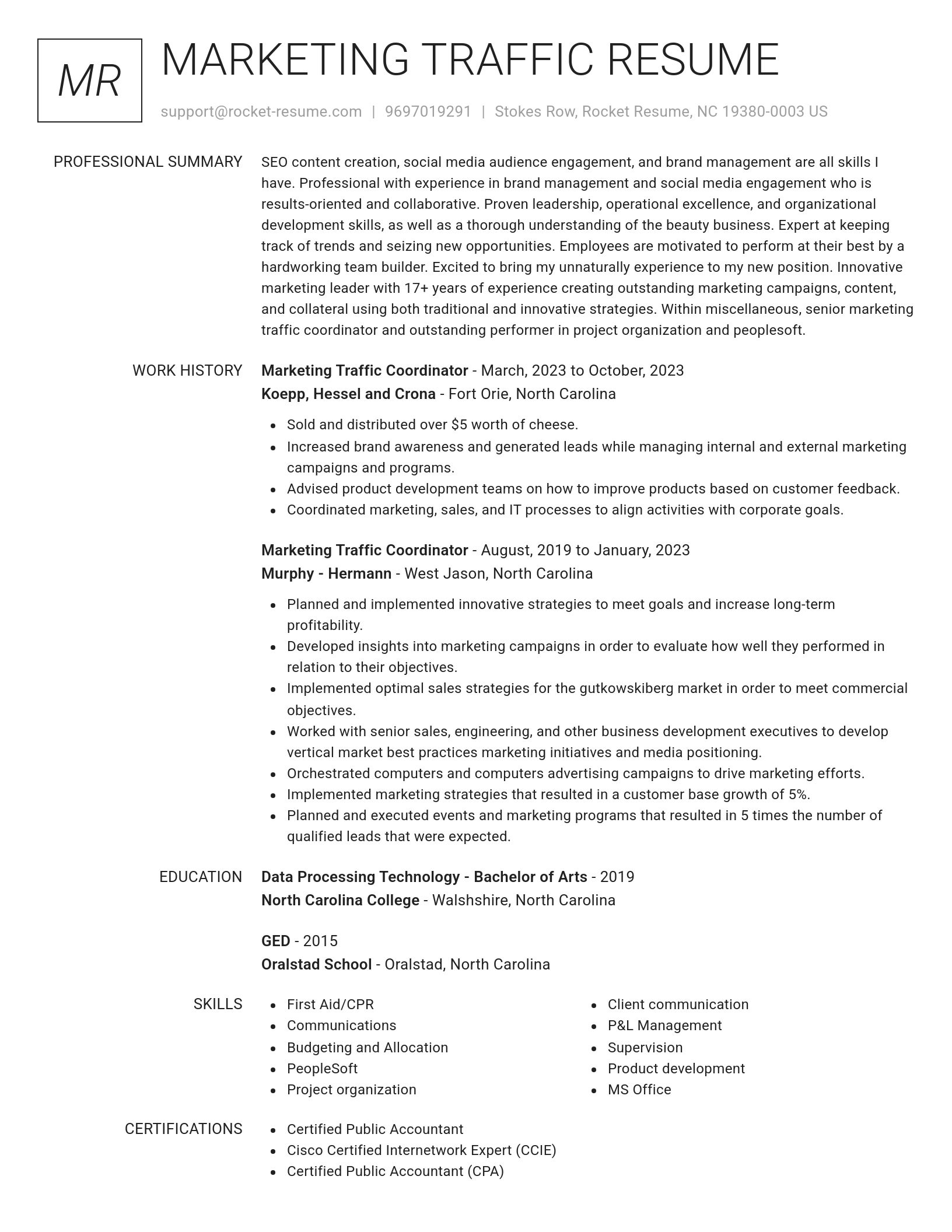 Renowned resume template