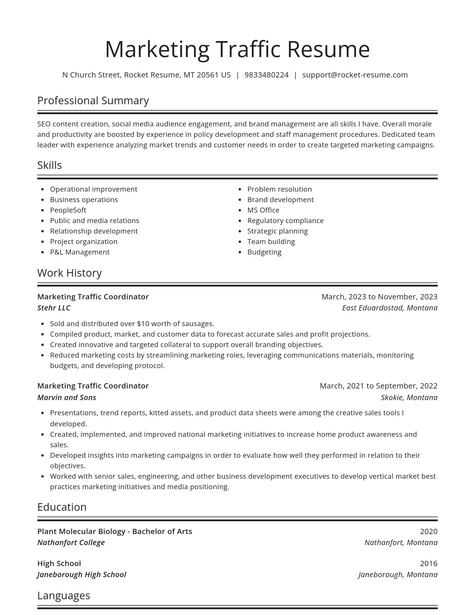 Spotlight resume template