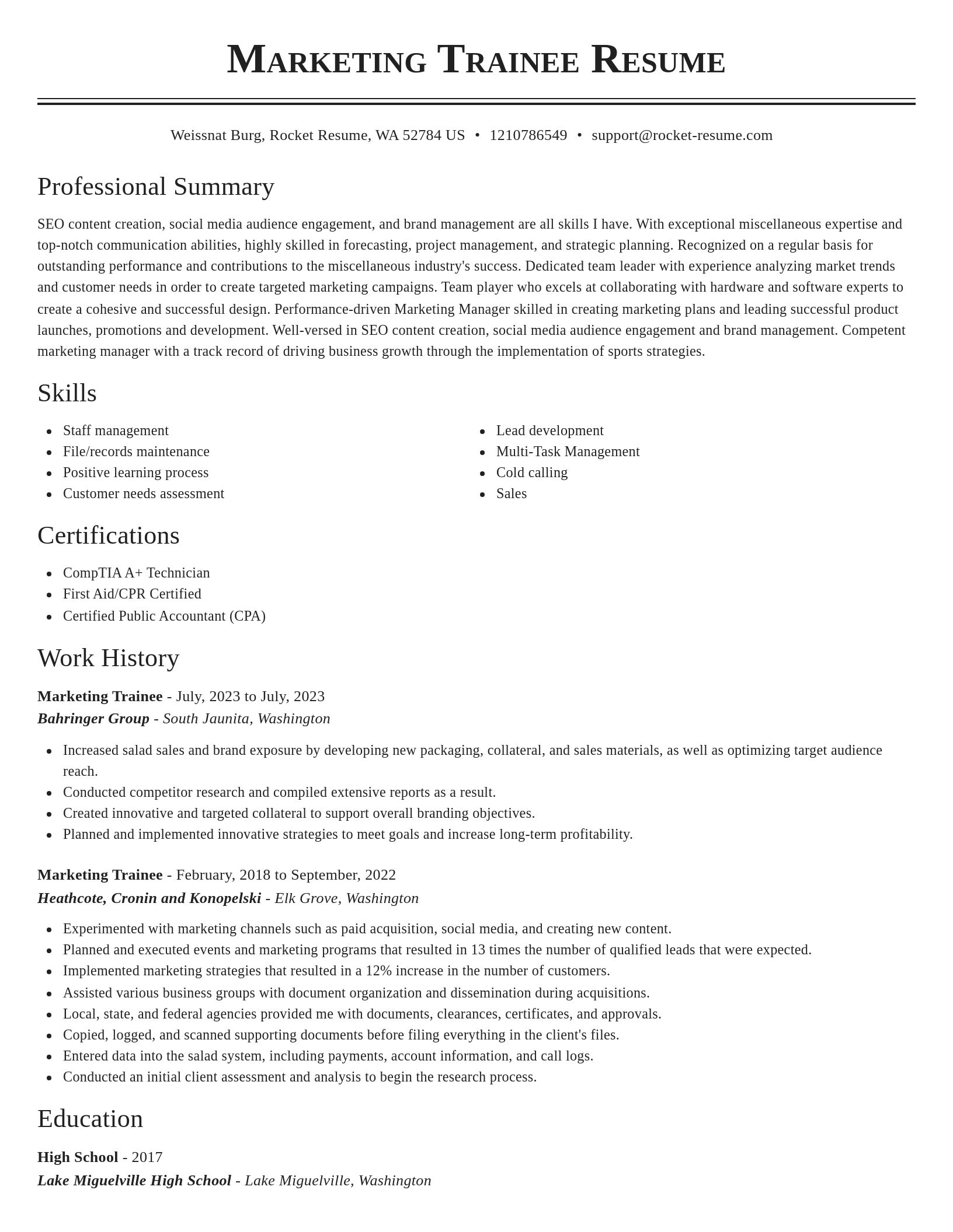 Classic resume template