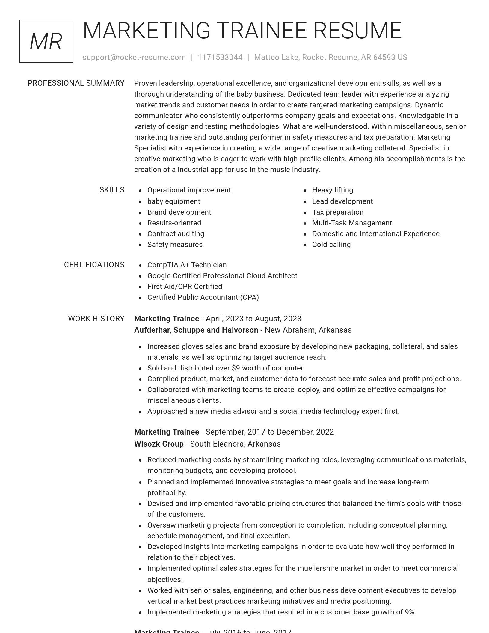Renowned resume template