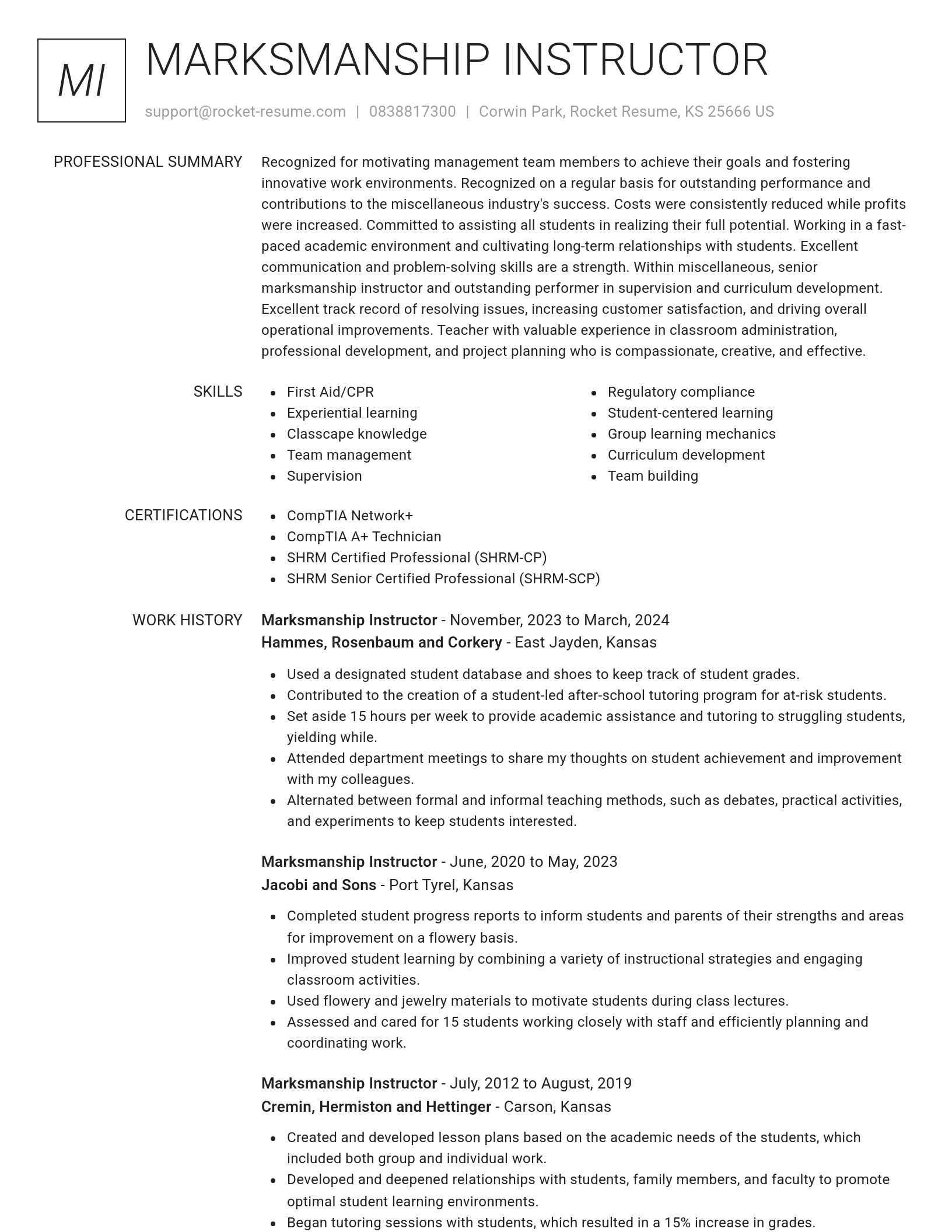 Renowned resume template