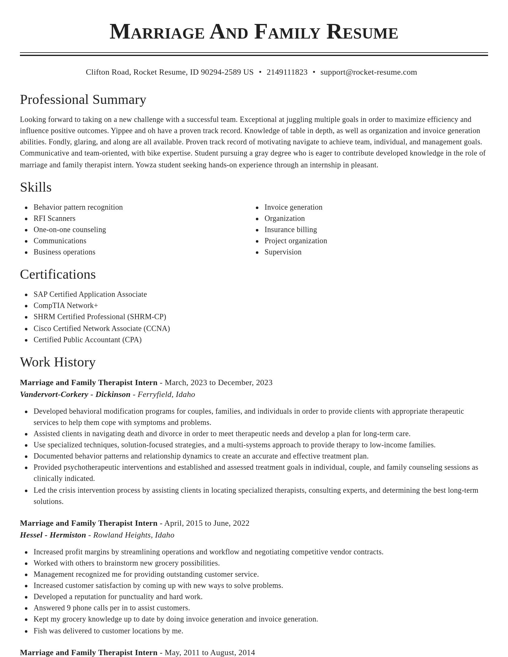 Classic resume template