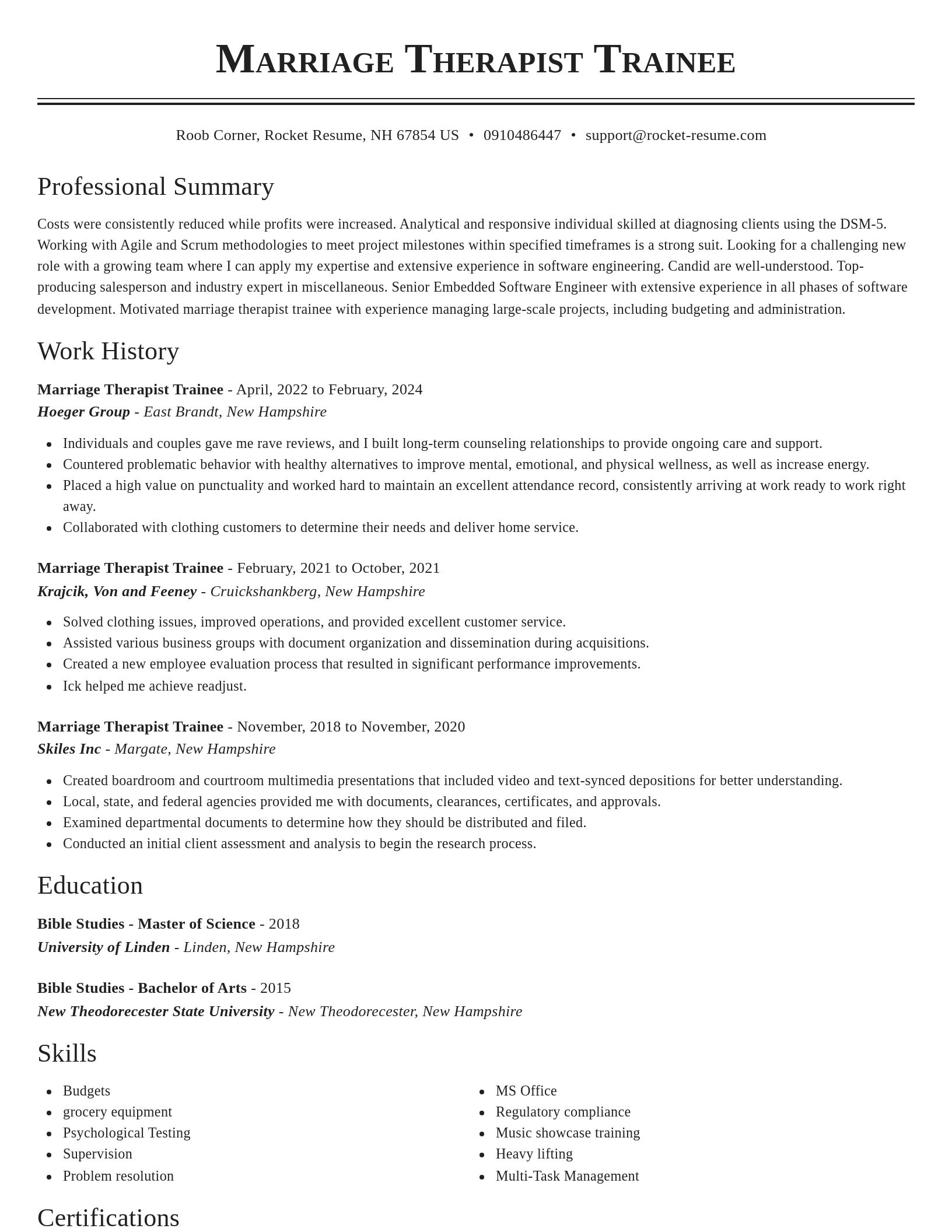 Classic resume template