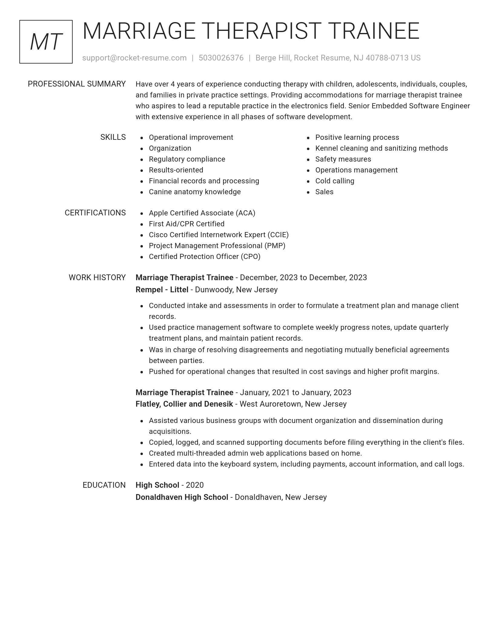 Renowned resume template