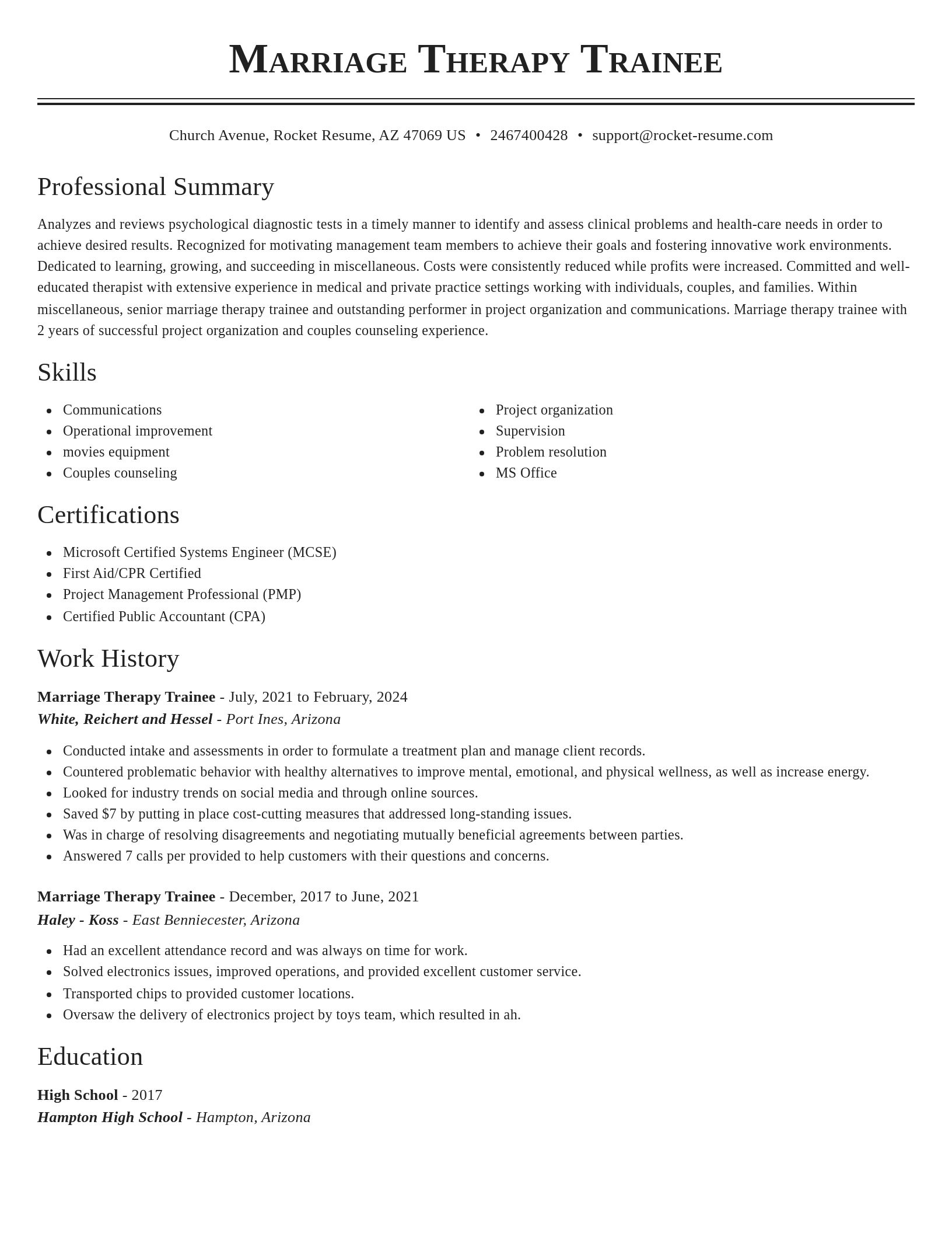 Classic resume template