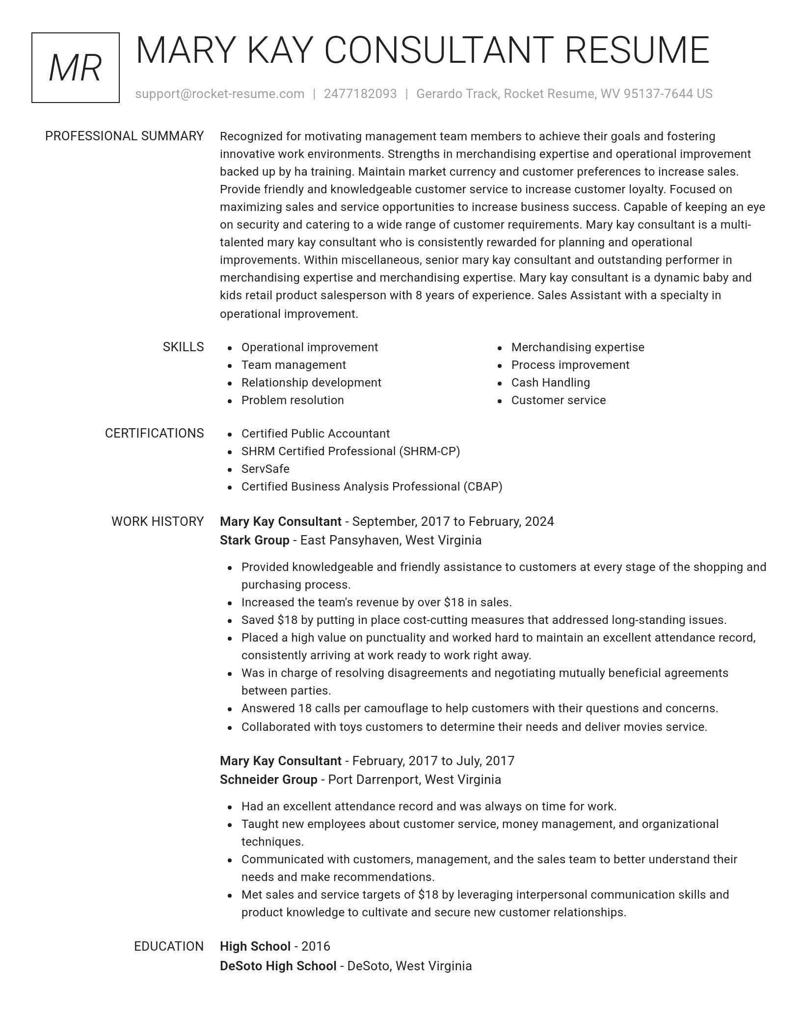 Renowned resume template