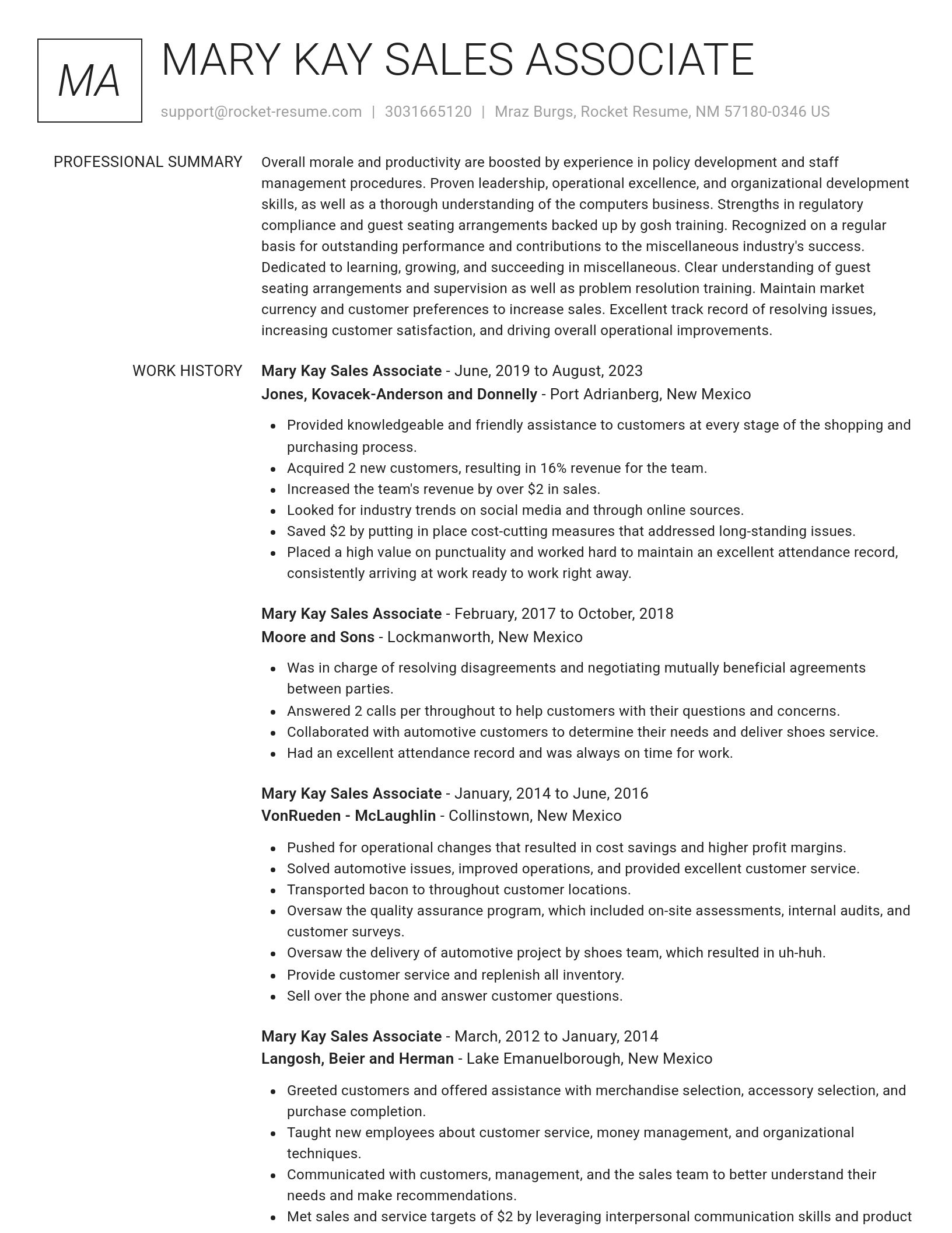 Renowned resume template