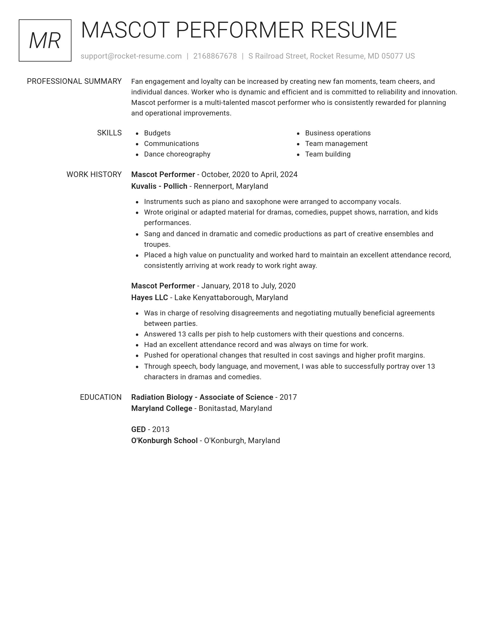 Renowned resume template