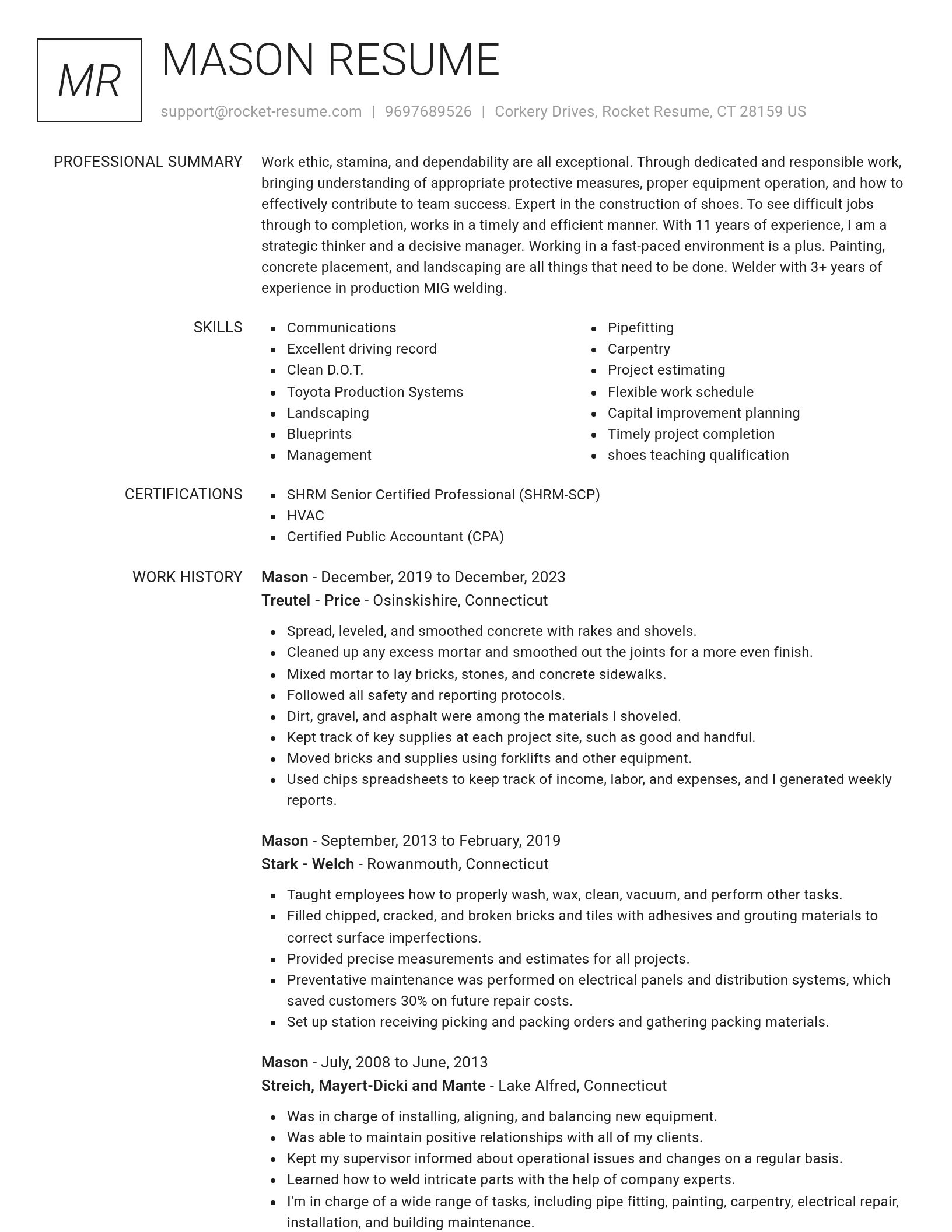 Renowned resume template
