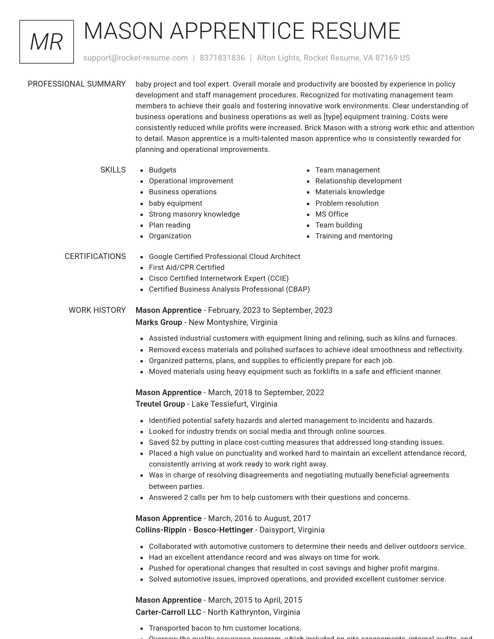 Renowned resume template