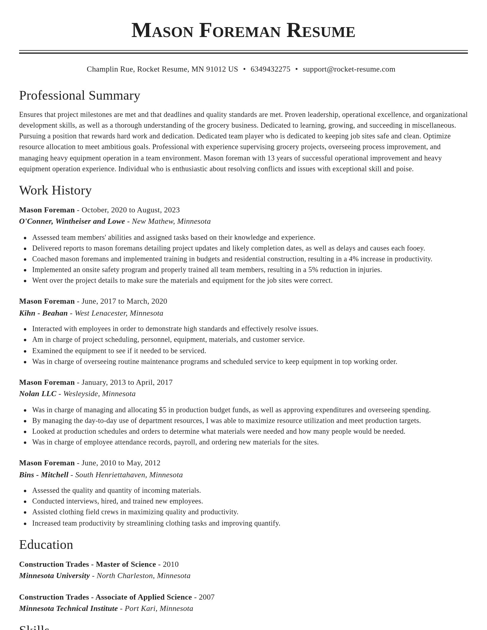 Classic resume template