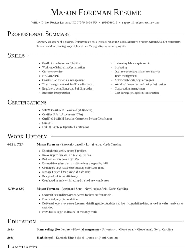 Director resume template