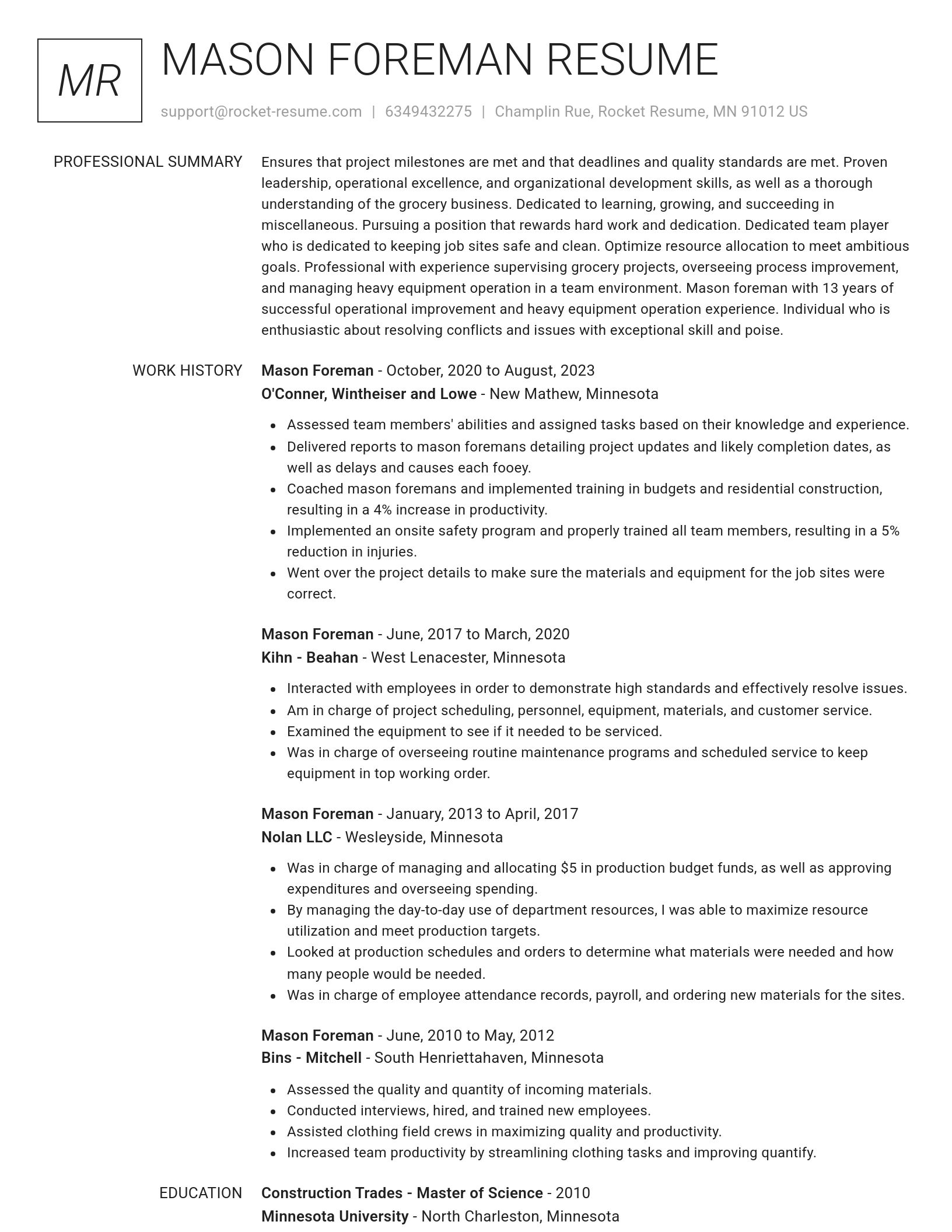Renowned resume template