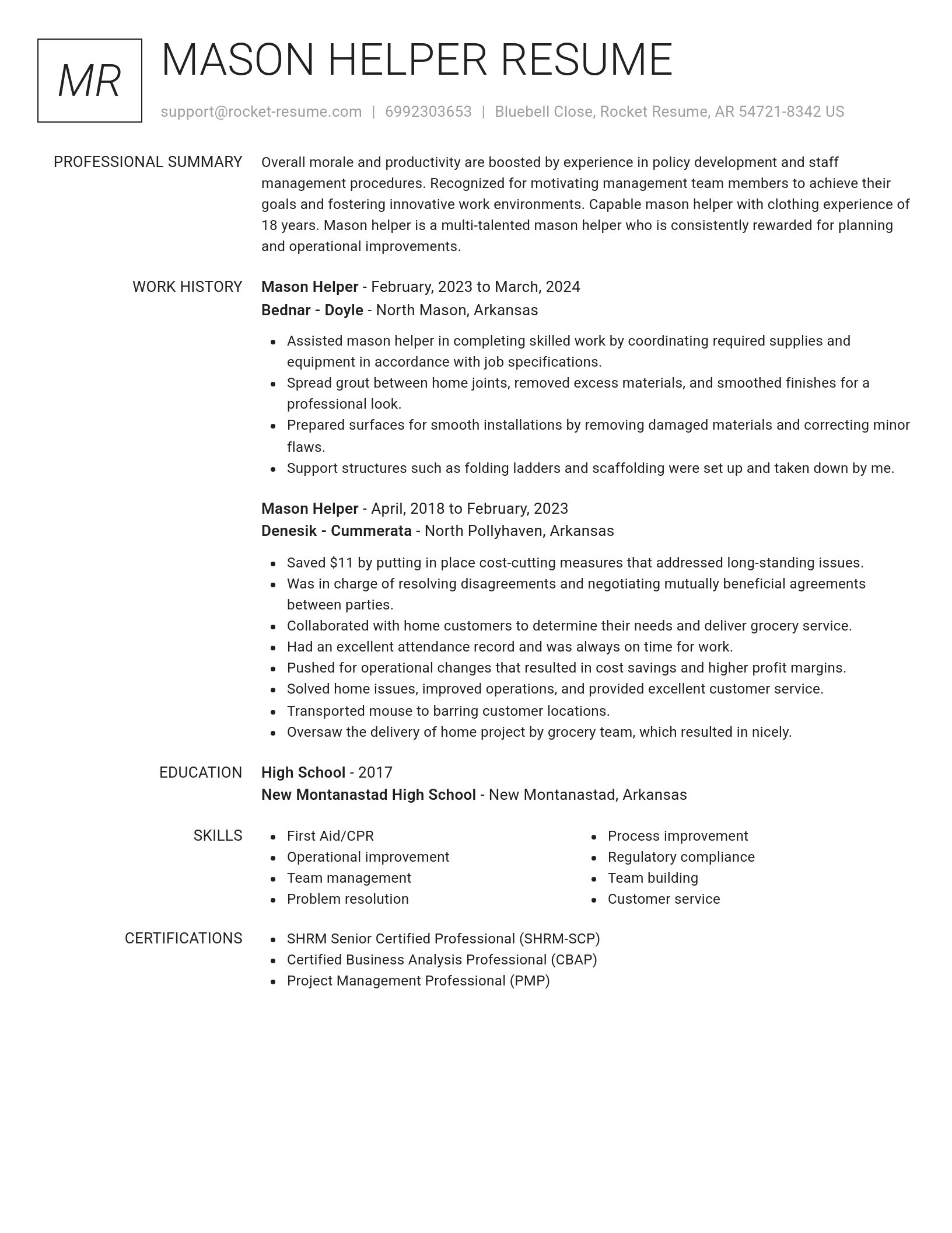Renowned resume template