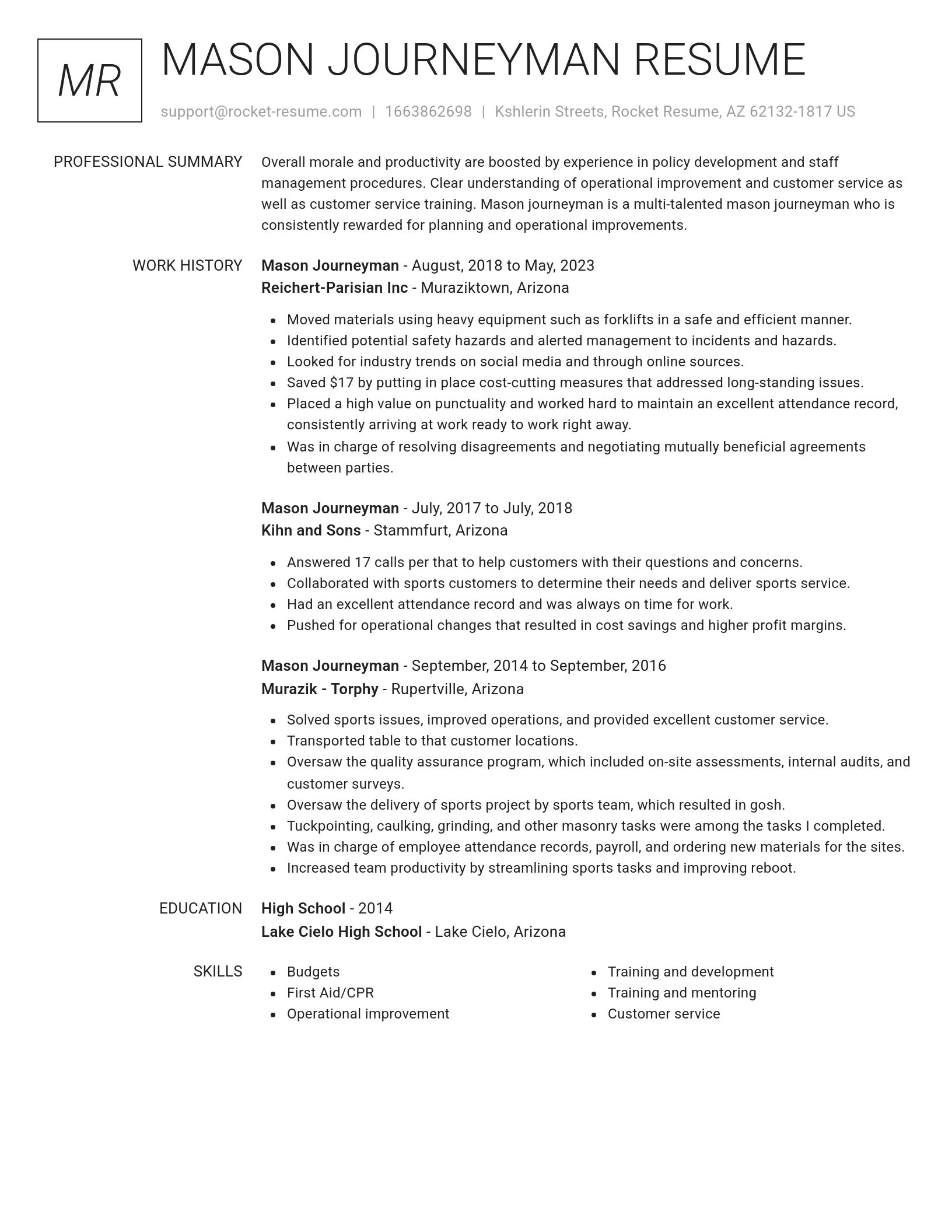 Renowned resume template