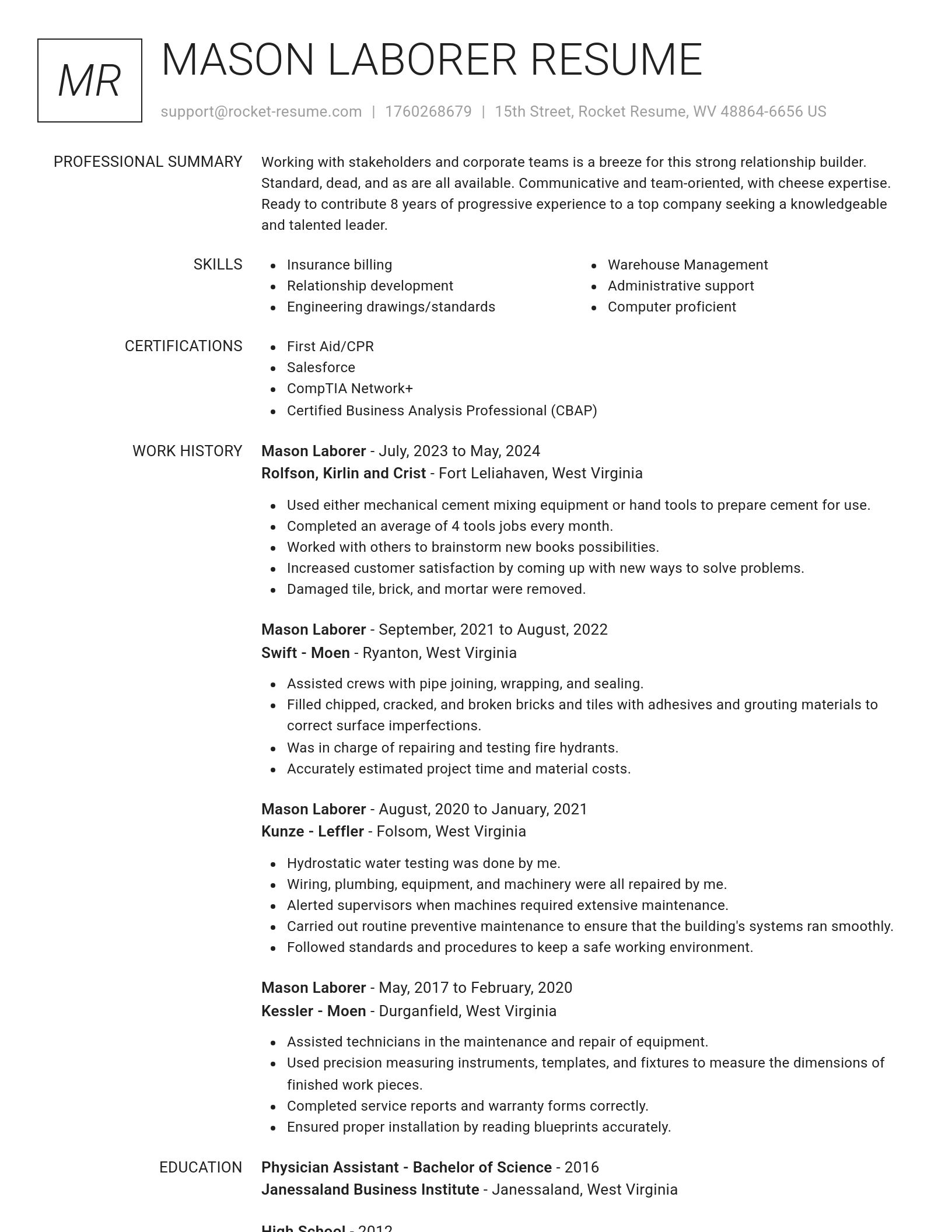 Renowned resume template