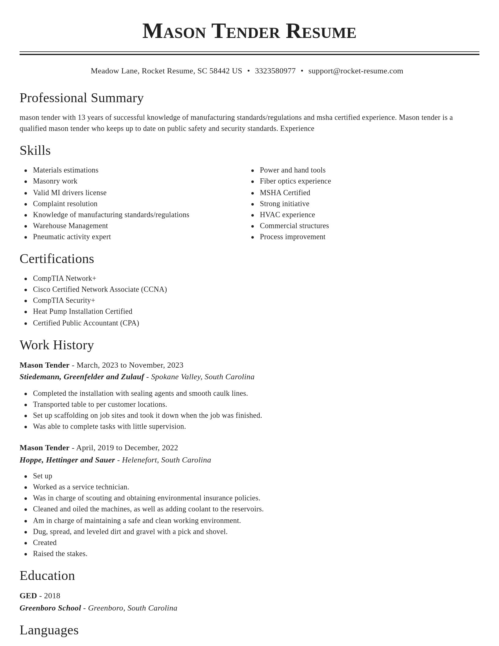 Classic resume template