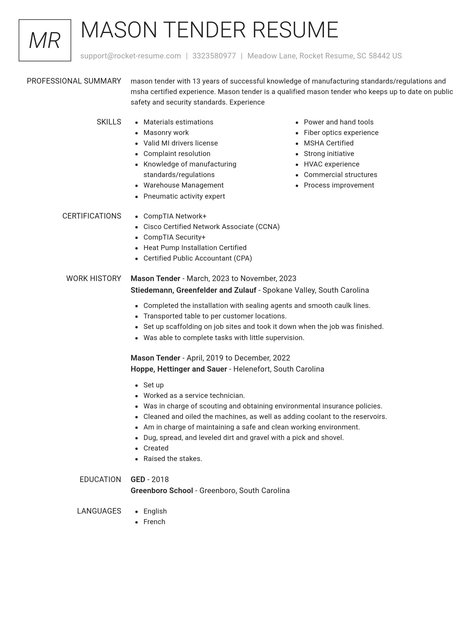 Renowned resume template
