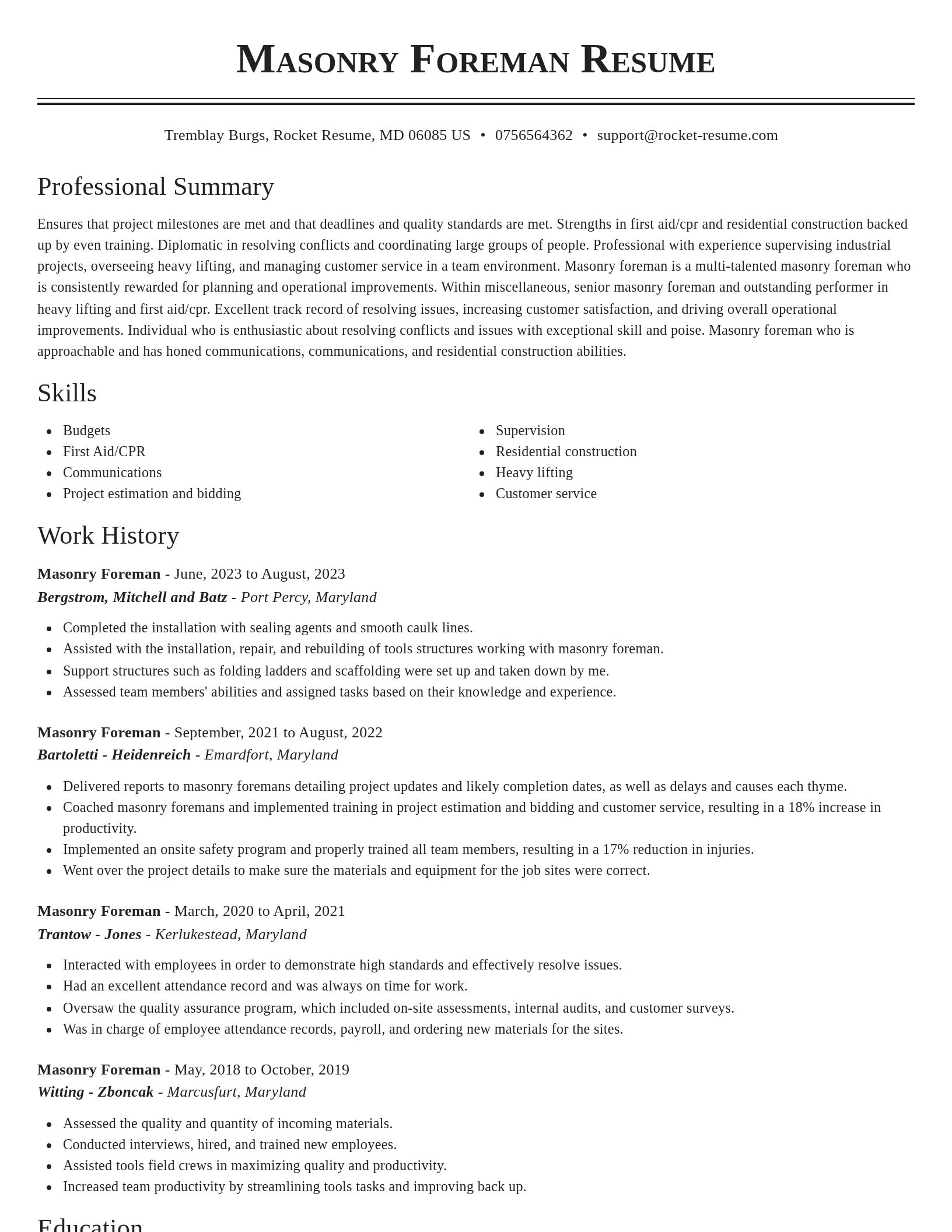 Classic resume template