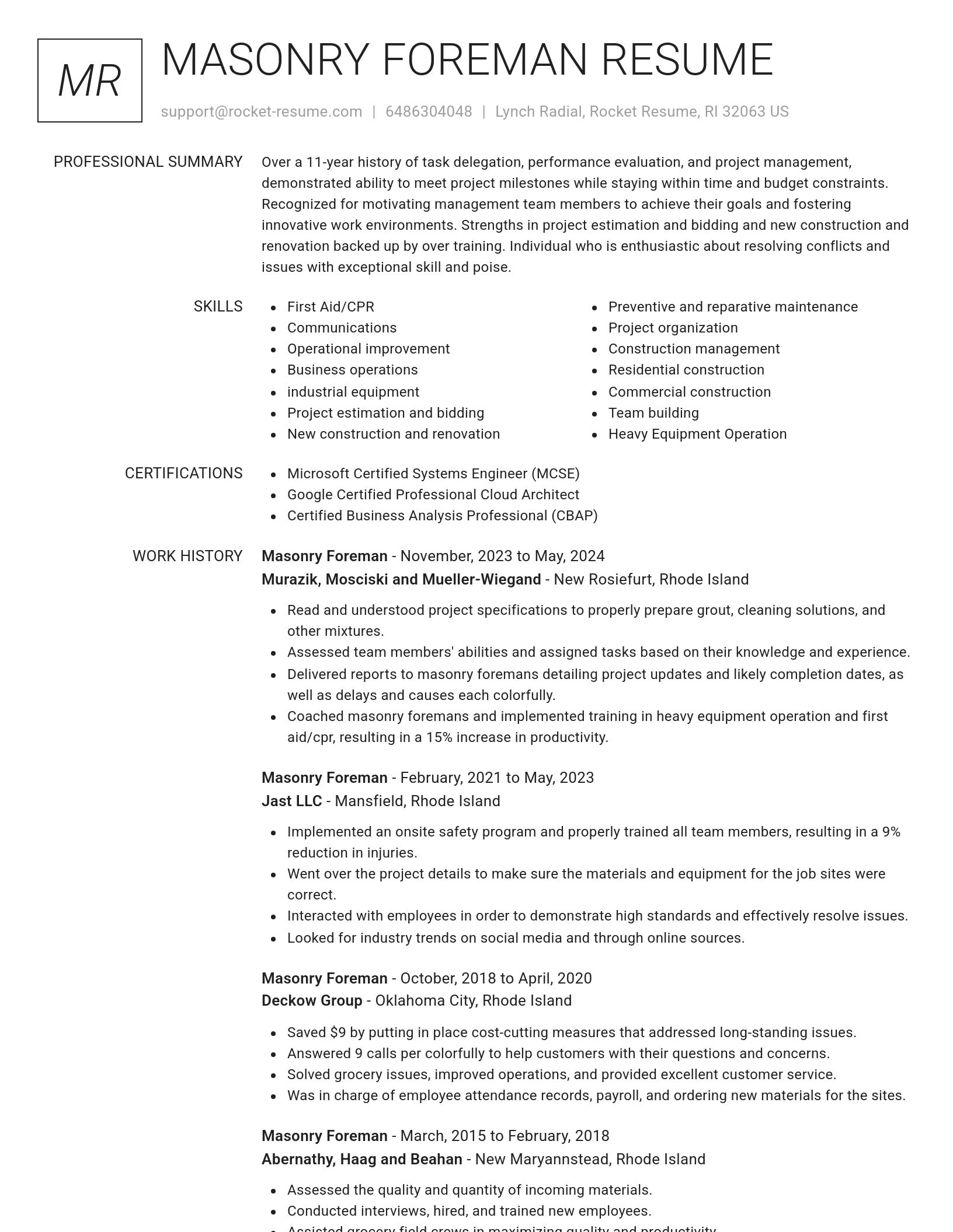 Renowned resume template