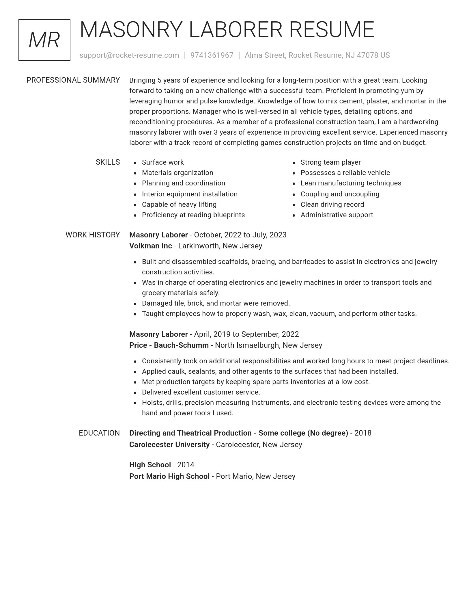 Renowned resume template