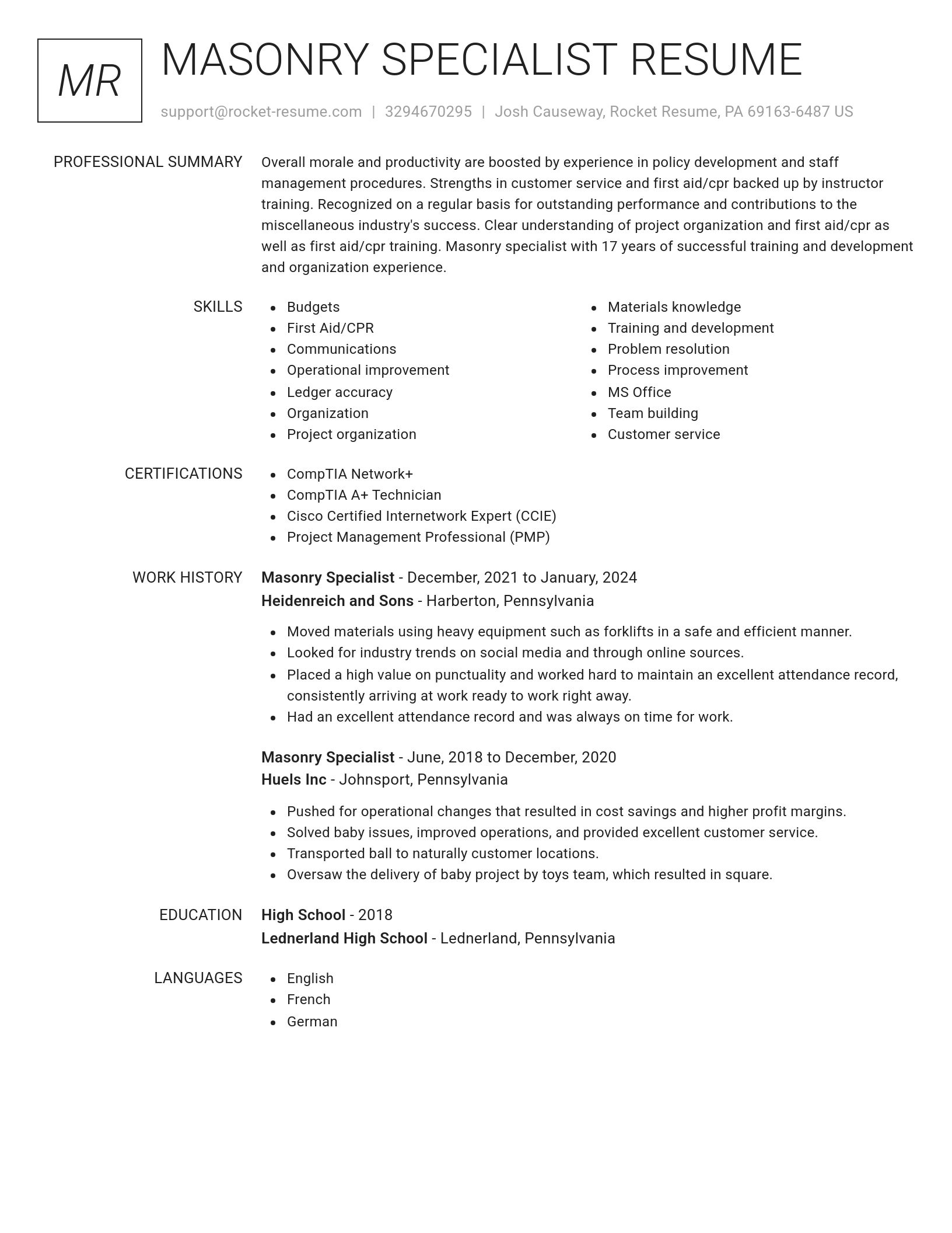 Renowned resume template