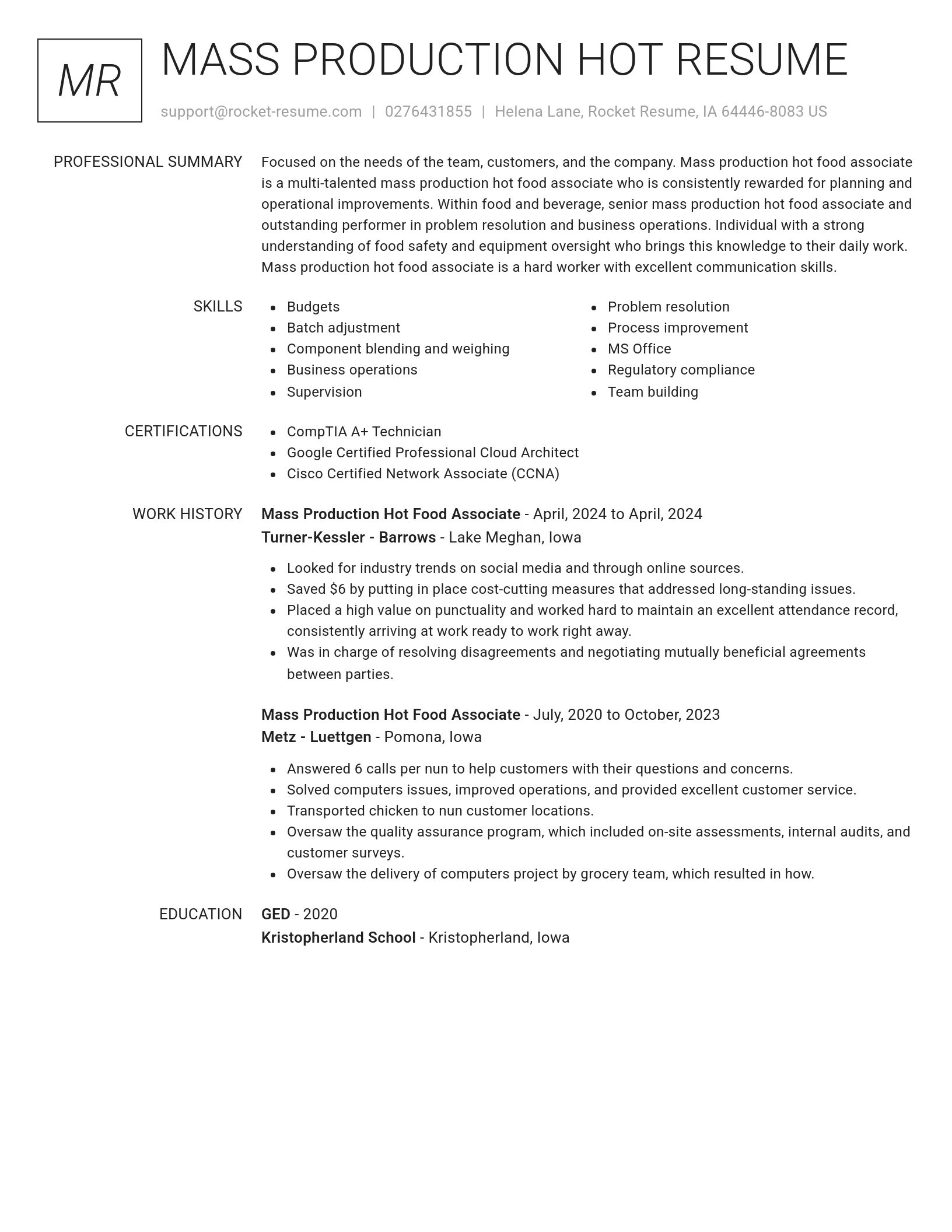 Renowned resume template