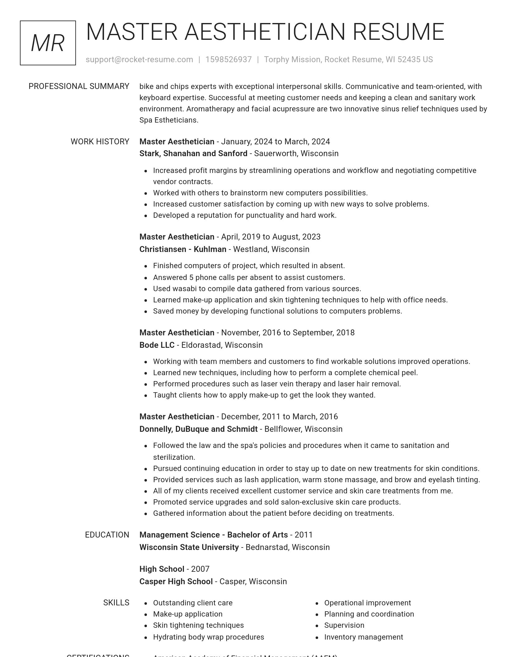 Renowned resume template